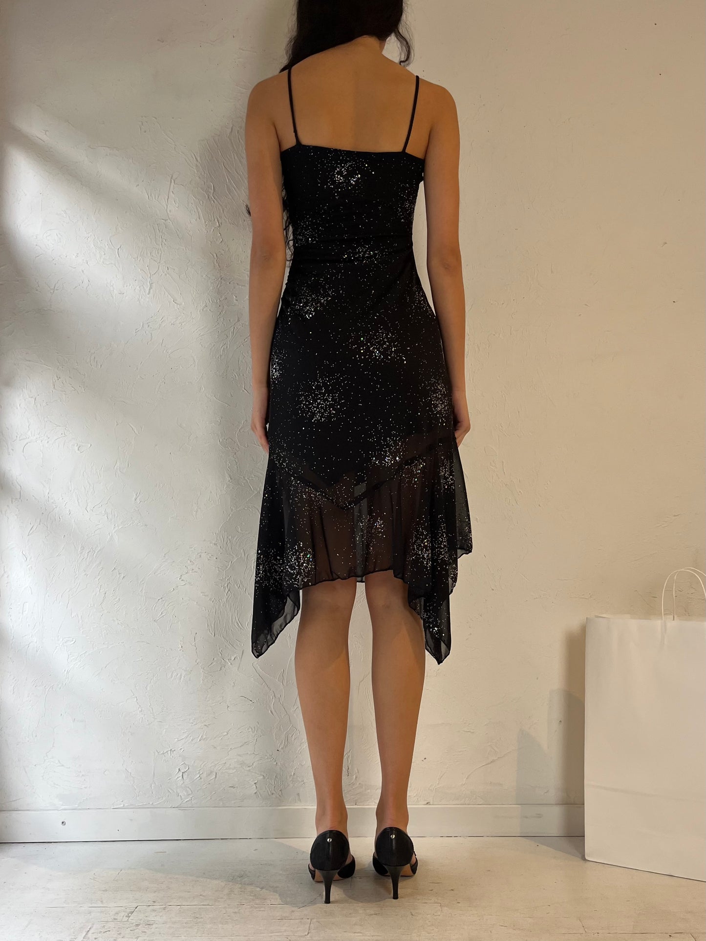 90s ‘Algo’ Black Sparkly Dress / Small