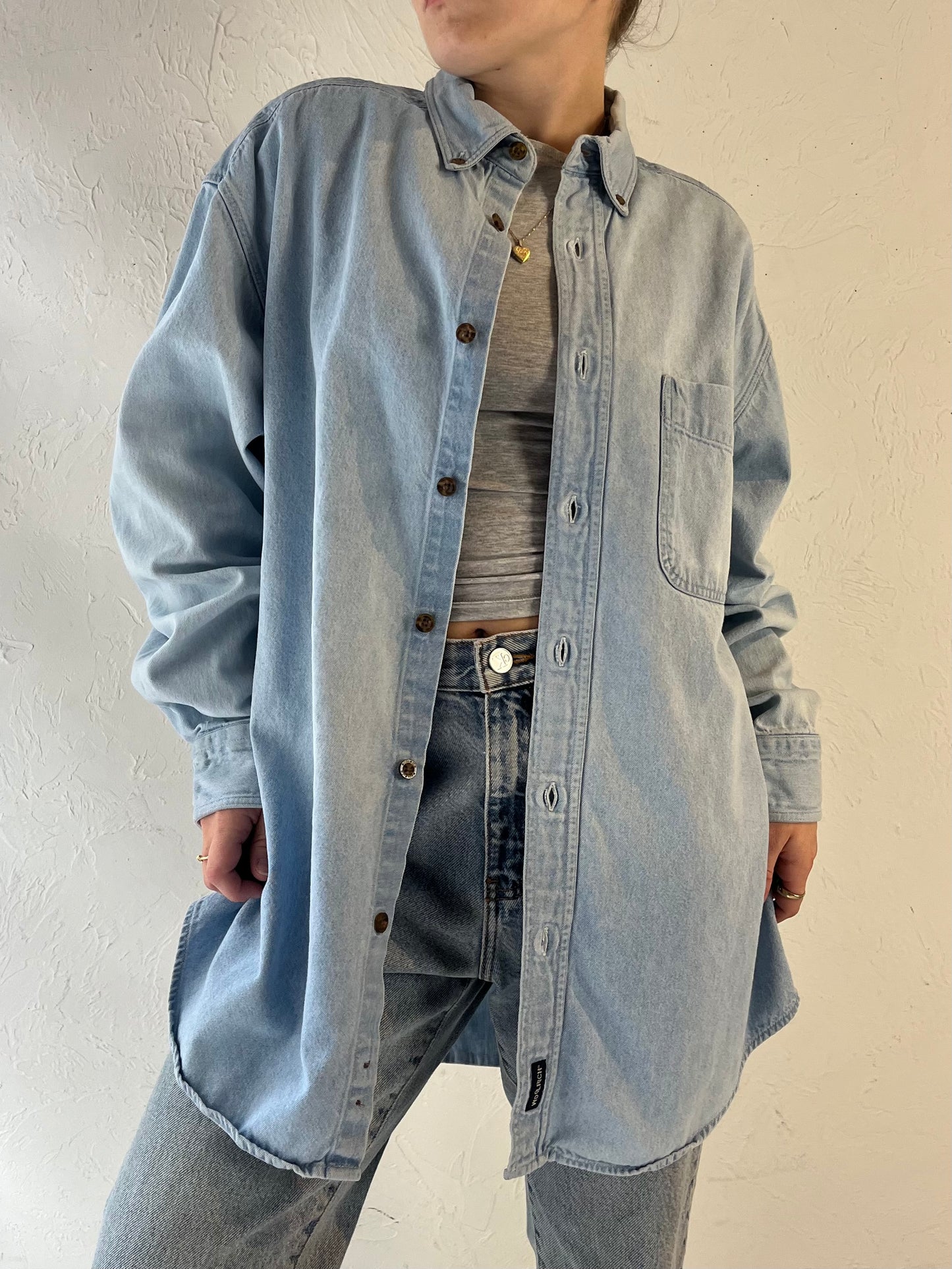 Y2k 'Woolrich' Button Up Denim Shirt / Medium