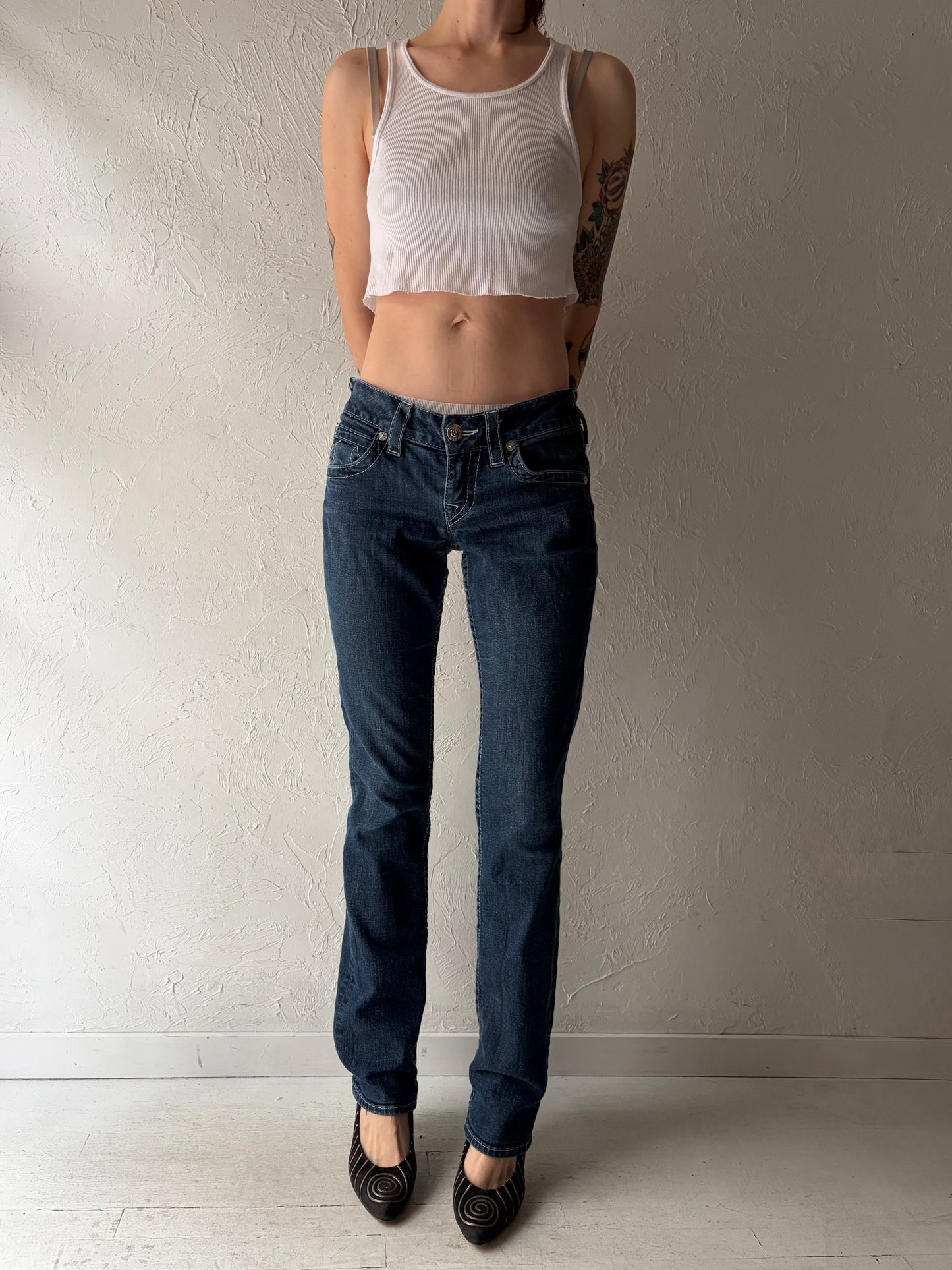Y2K 'True Religion' Dark Wash Low Rise Jeans / 28" Waist