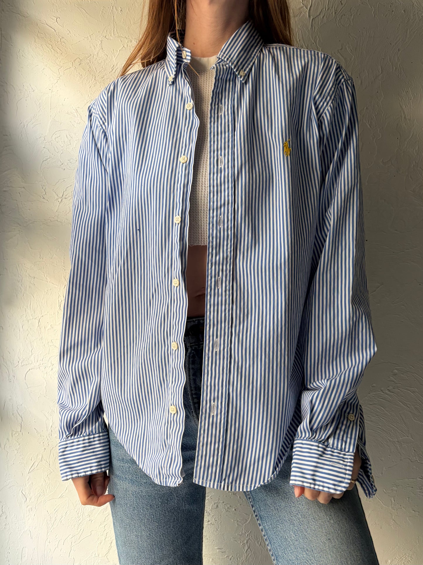 Y2k 'Ralph Lauren' Striped Button Up Shirt / Medium