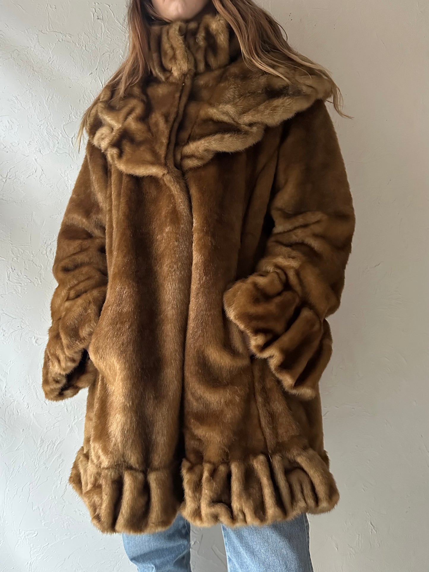 Y2k 'Jones New York' Faux Fur Coat / XL