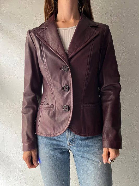 90s 'Danier' Minimalist Leather Jacket / Small