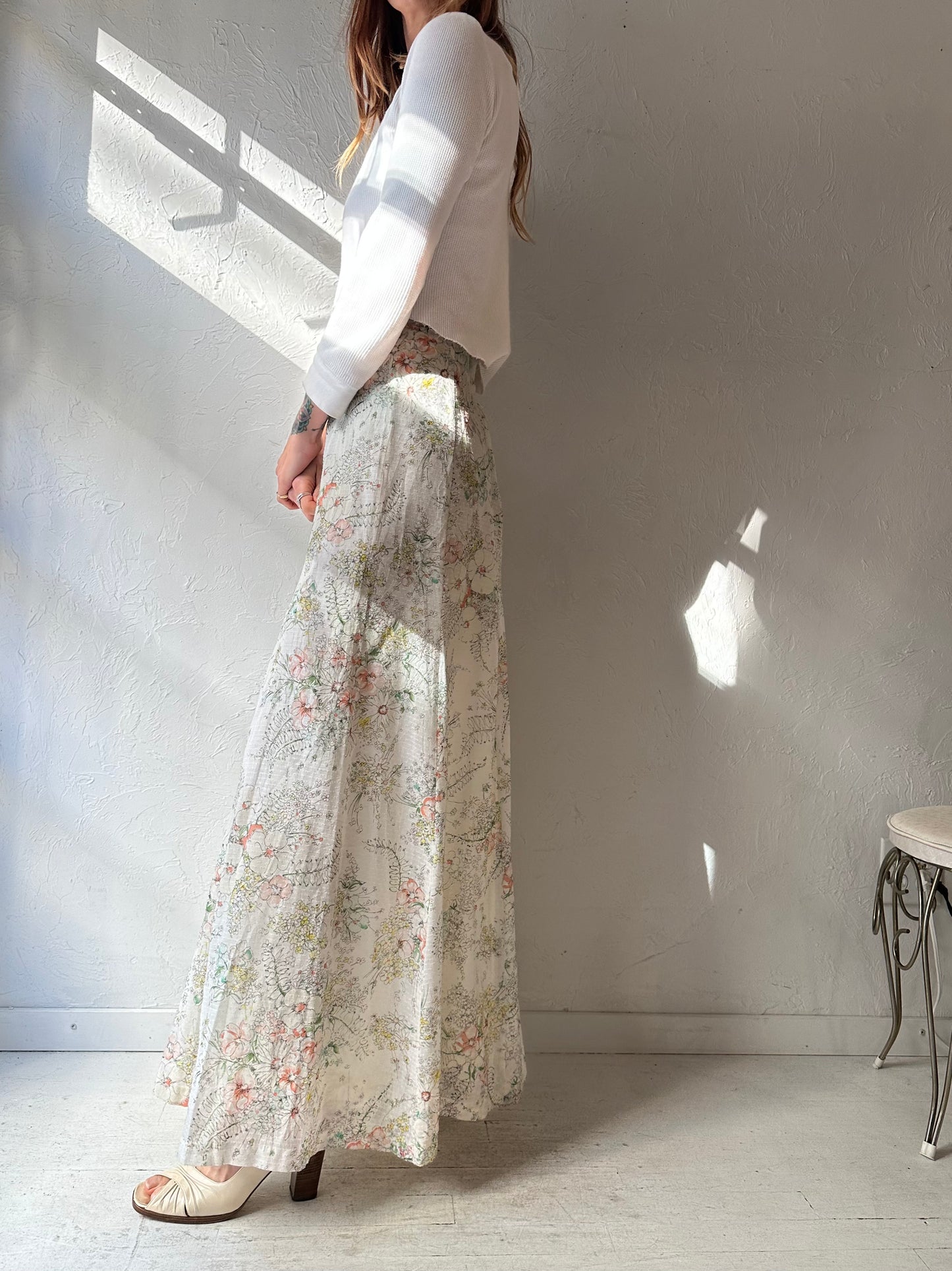 70s 'Koret of California' Floral Maxi Skirt / XS