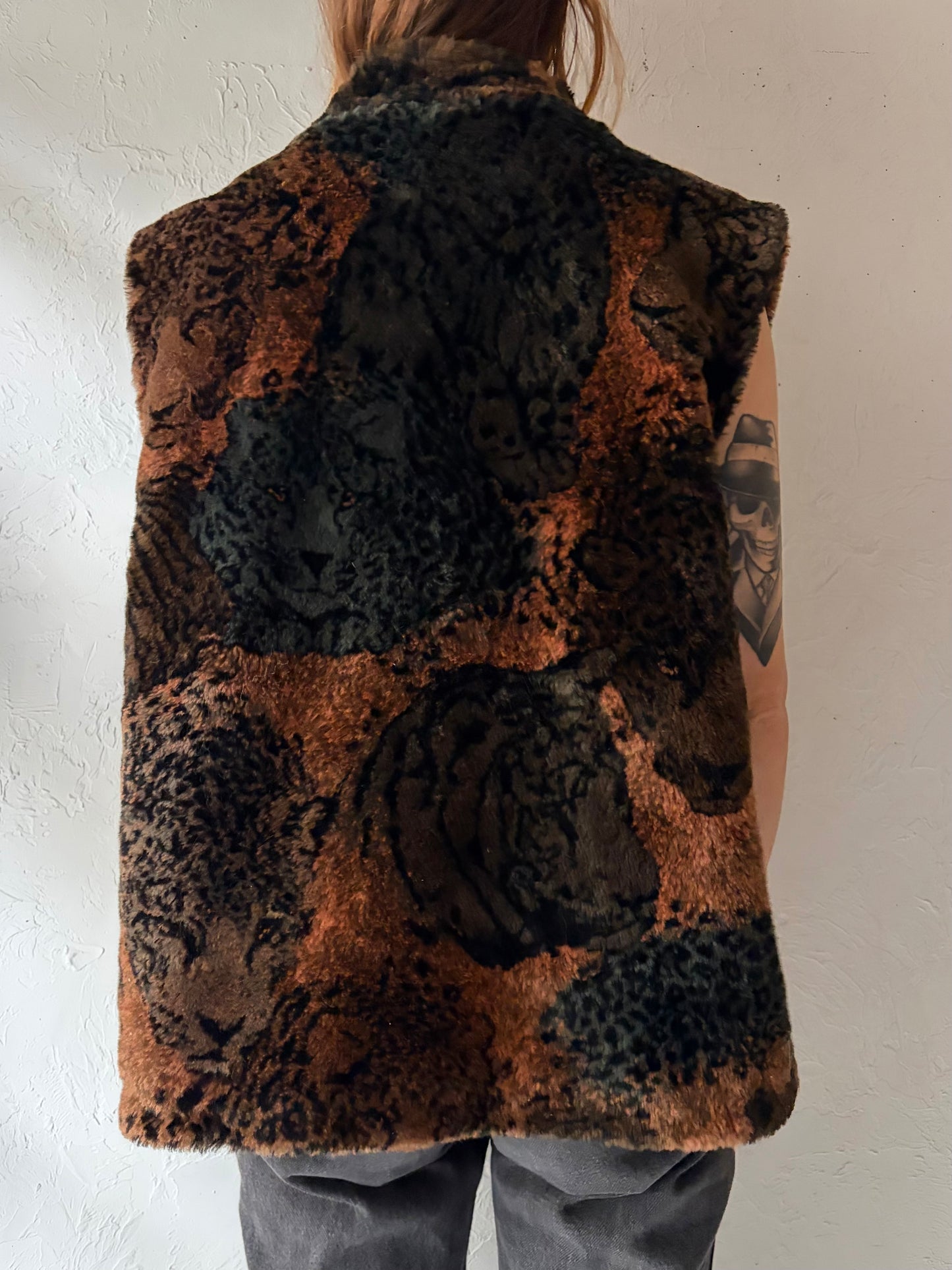 90s 'Duffel' Faux Fur Vest / Medium