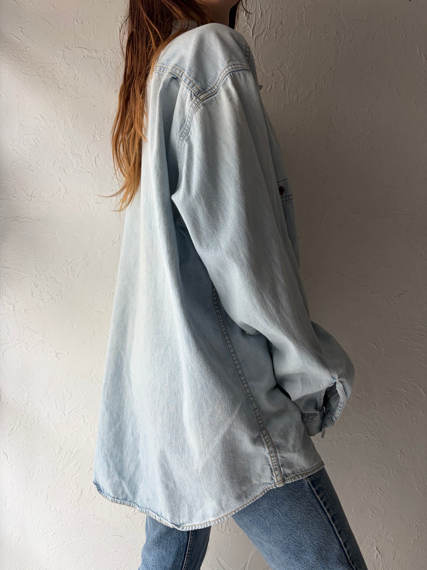 90s 'Levis' Light Wash Denim Button Up Shirt / XL