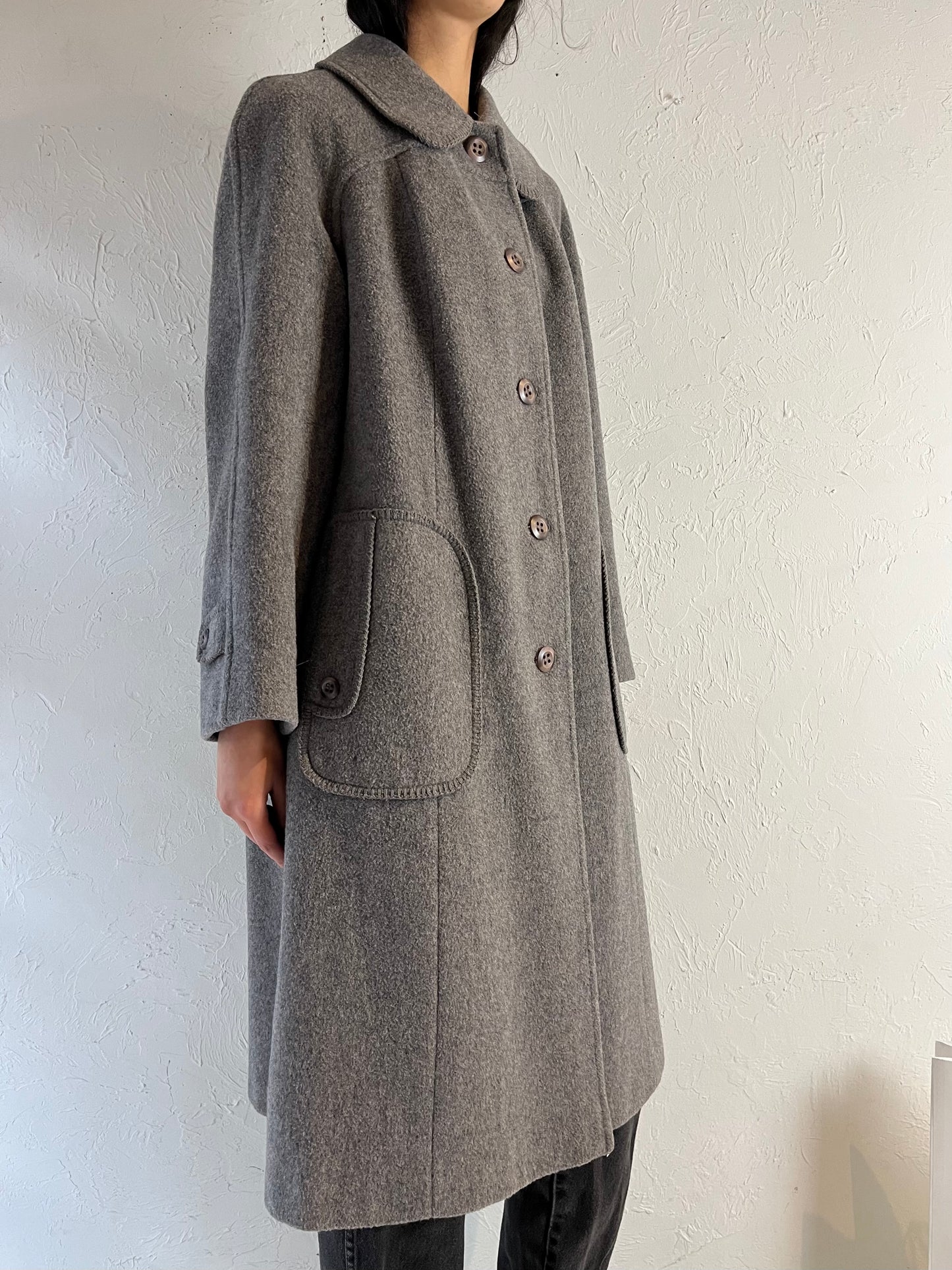 70s Union Made Gray Wool Coat / Medium