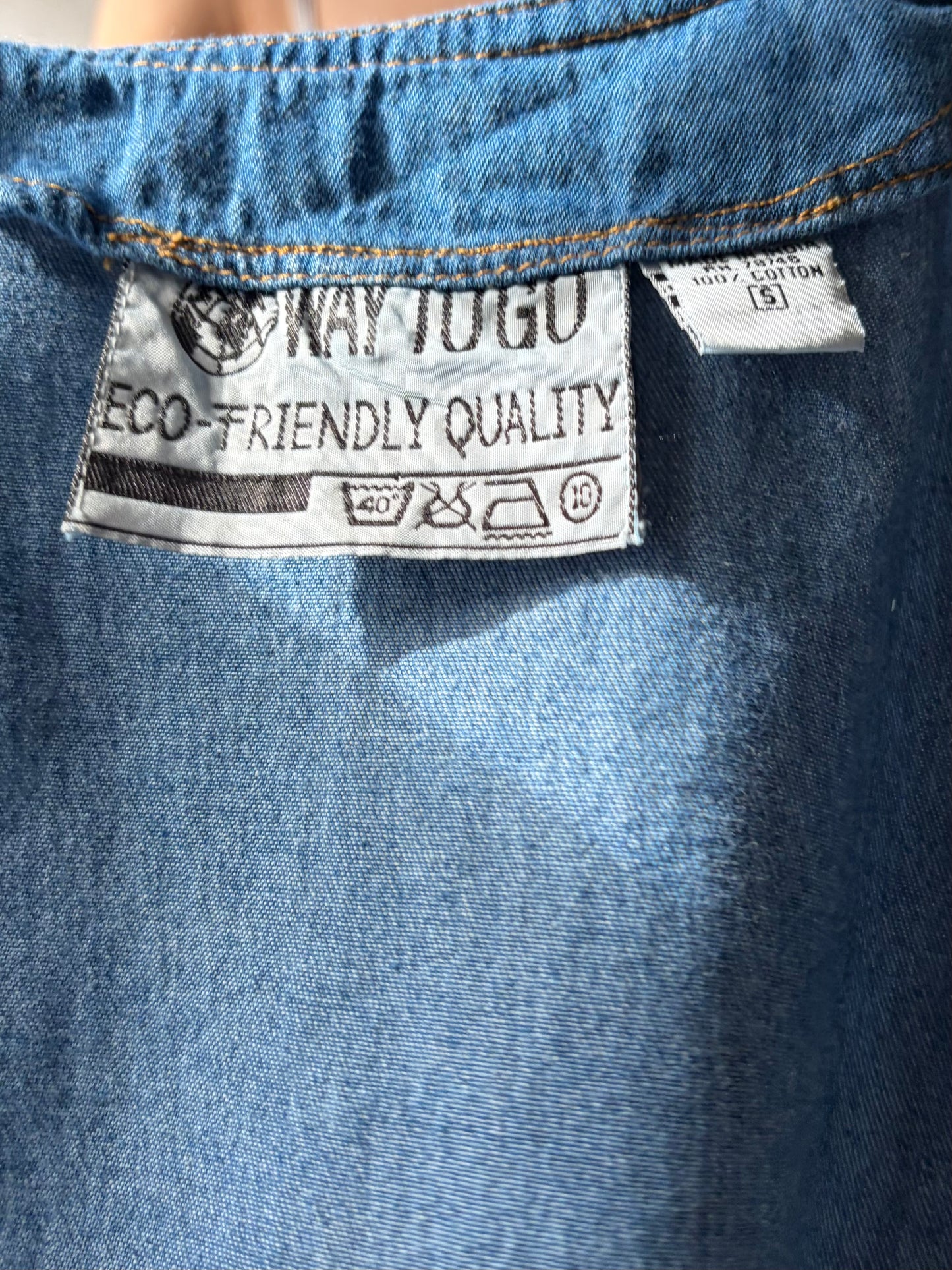 90s 'Way Togo' Denim Embroidered Teacher Vest / Small