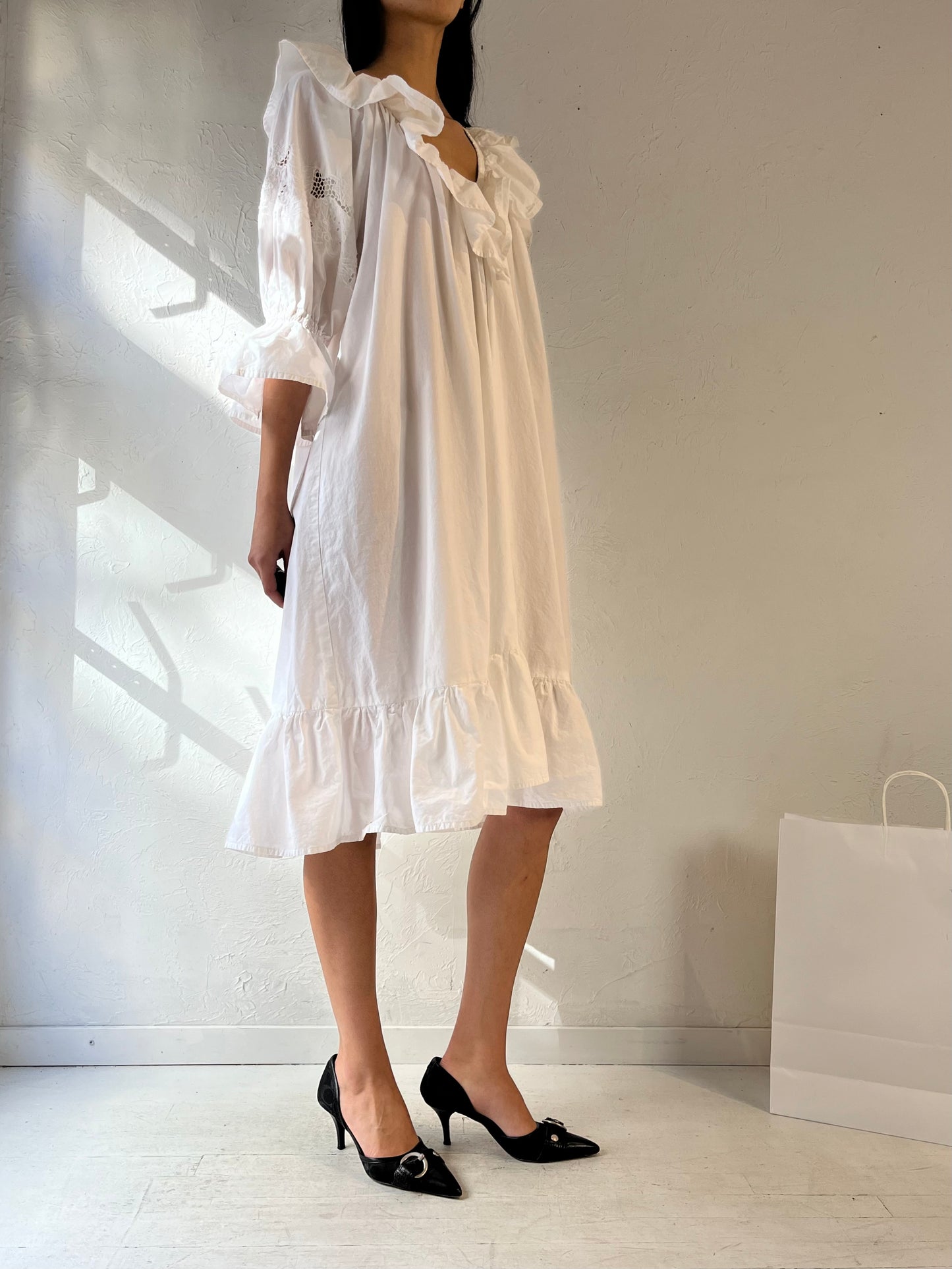 90s ‘Satyuga’ White Cotton Dress / XS