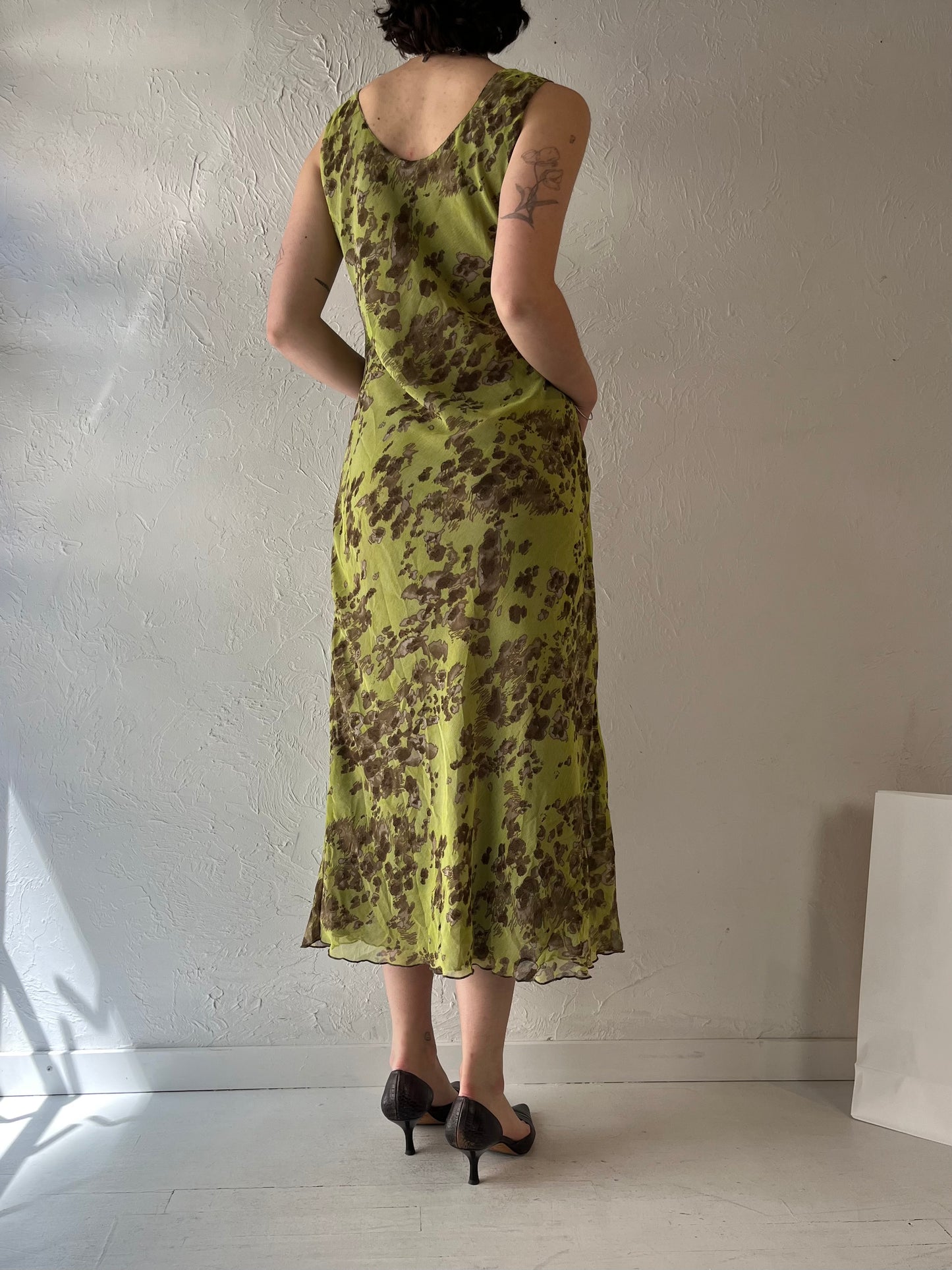 Vintage Green Sleeveless Midi Dress / Medium