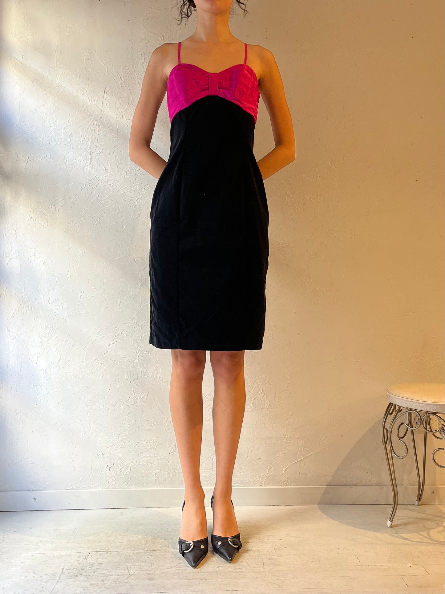 90s Velvet Mini Dress / Small