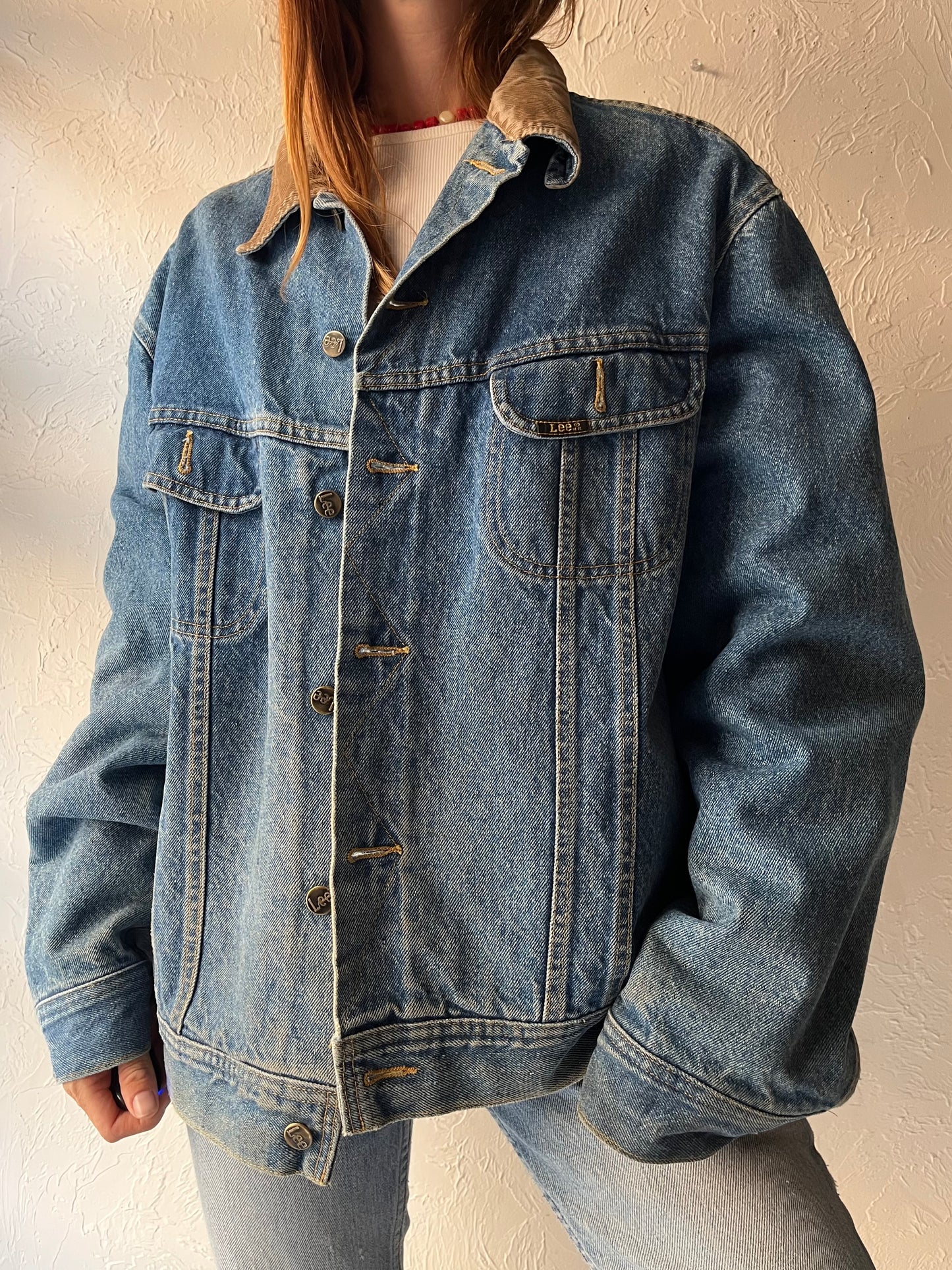 90s 'Lee Stormrider' Blanket Lined Denim Jacket / Large