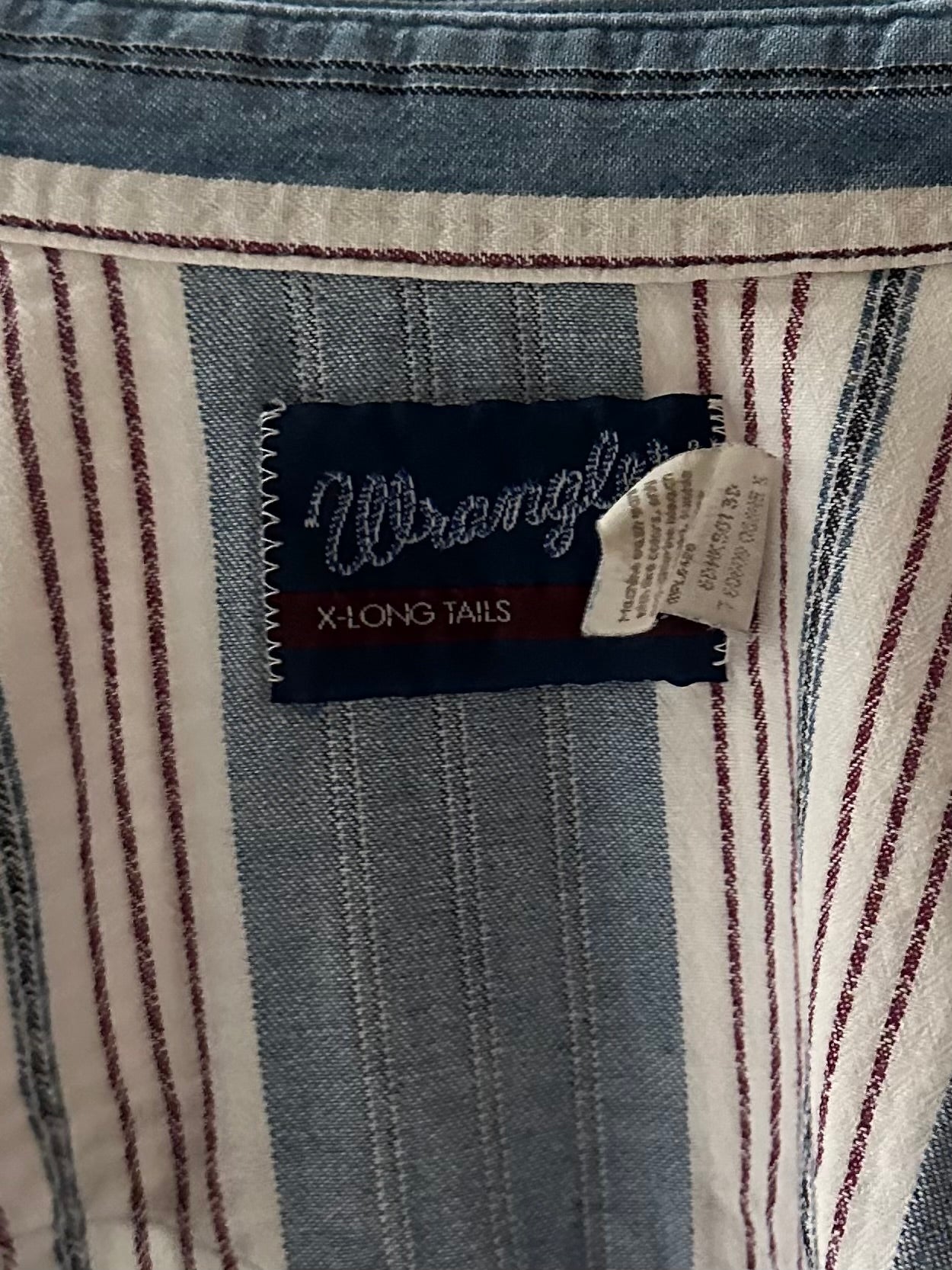 90s 'Wrangler' Striped Pearl Snap Wester Shirt / Large