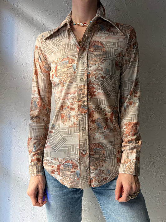 70s 'New Dimension' Pattered Button up Shirt / Small