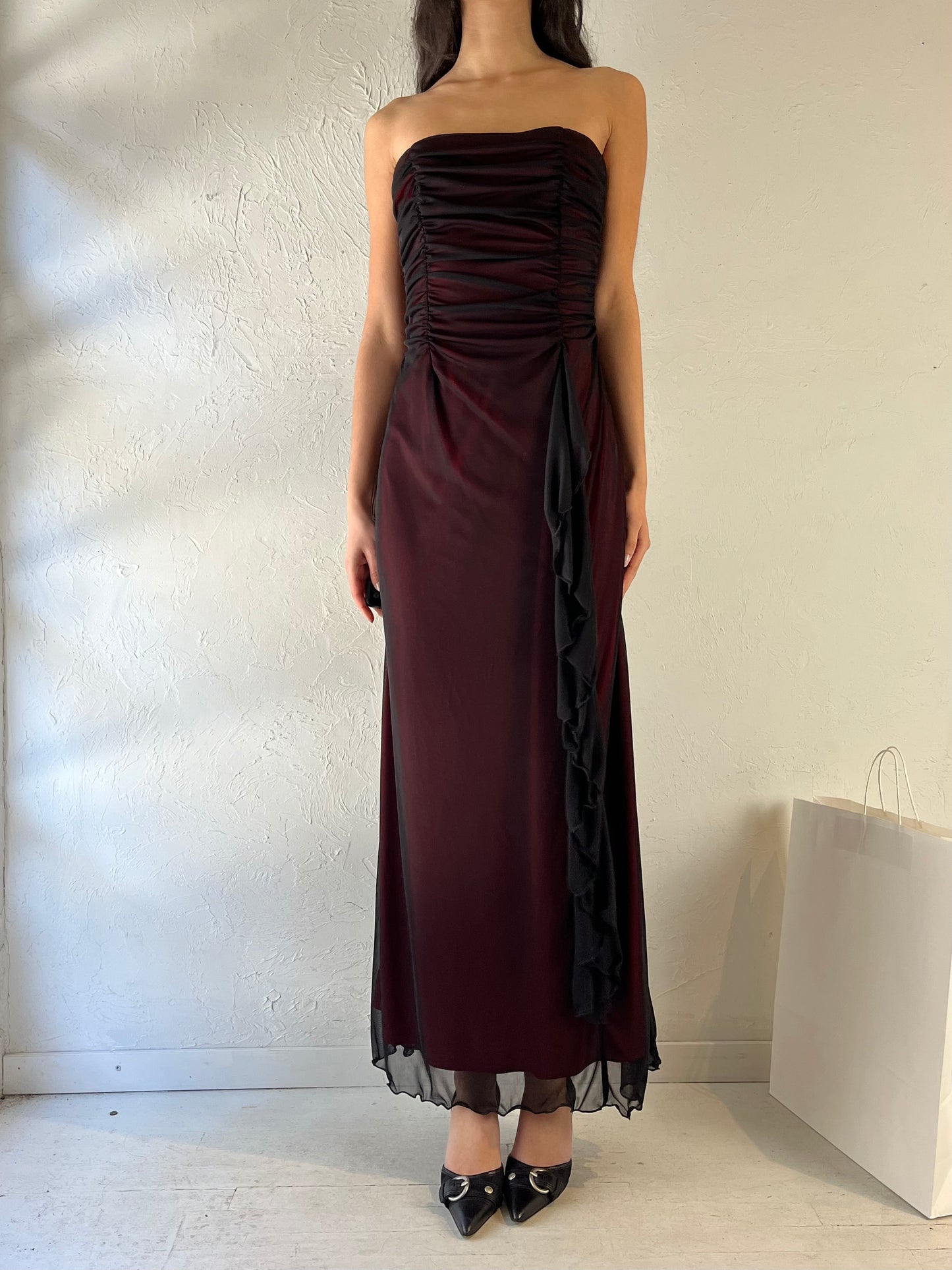 90s ‘Majora’ Strapless Formal Dress / Medium