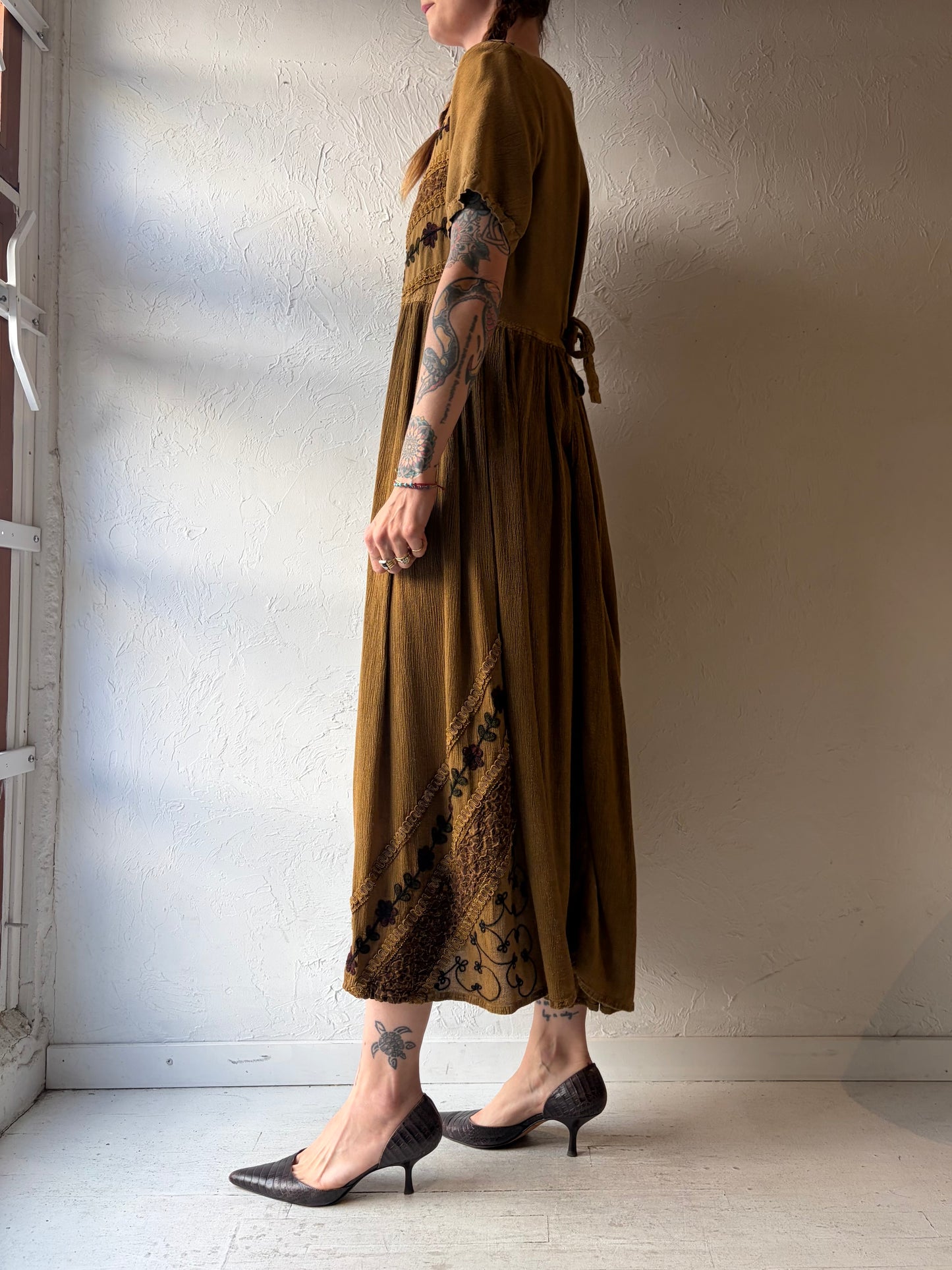 Vintage 'White Stag' Button Up Fairycore Rayon Dress / Large