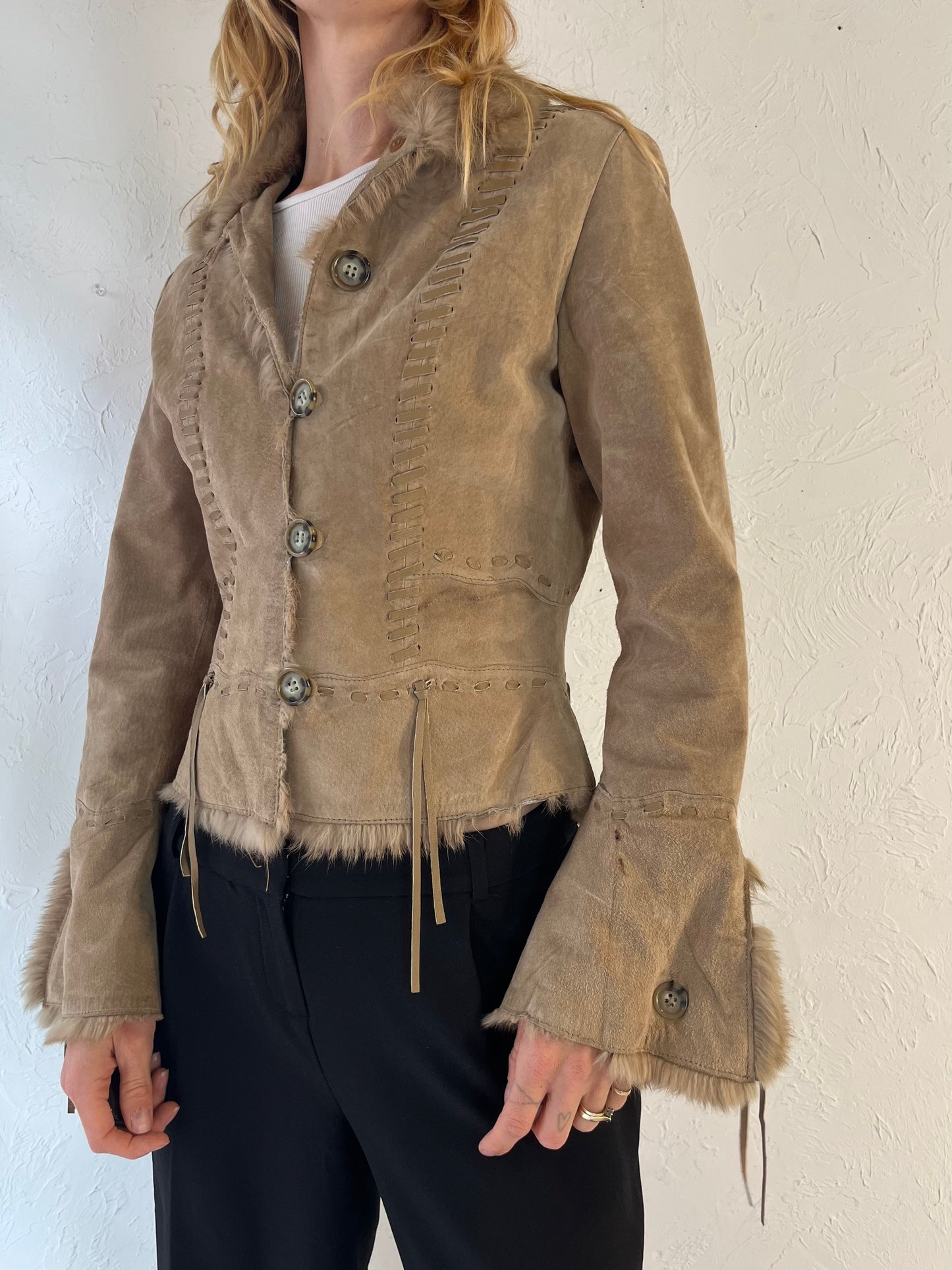 Y2k 'Bebe' Suede Leather jacket / XS
