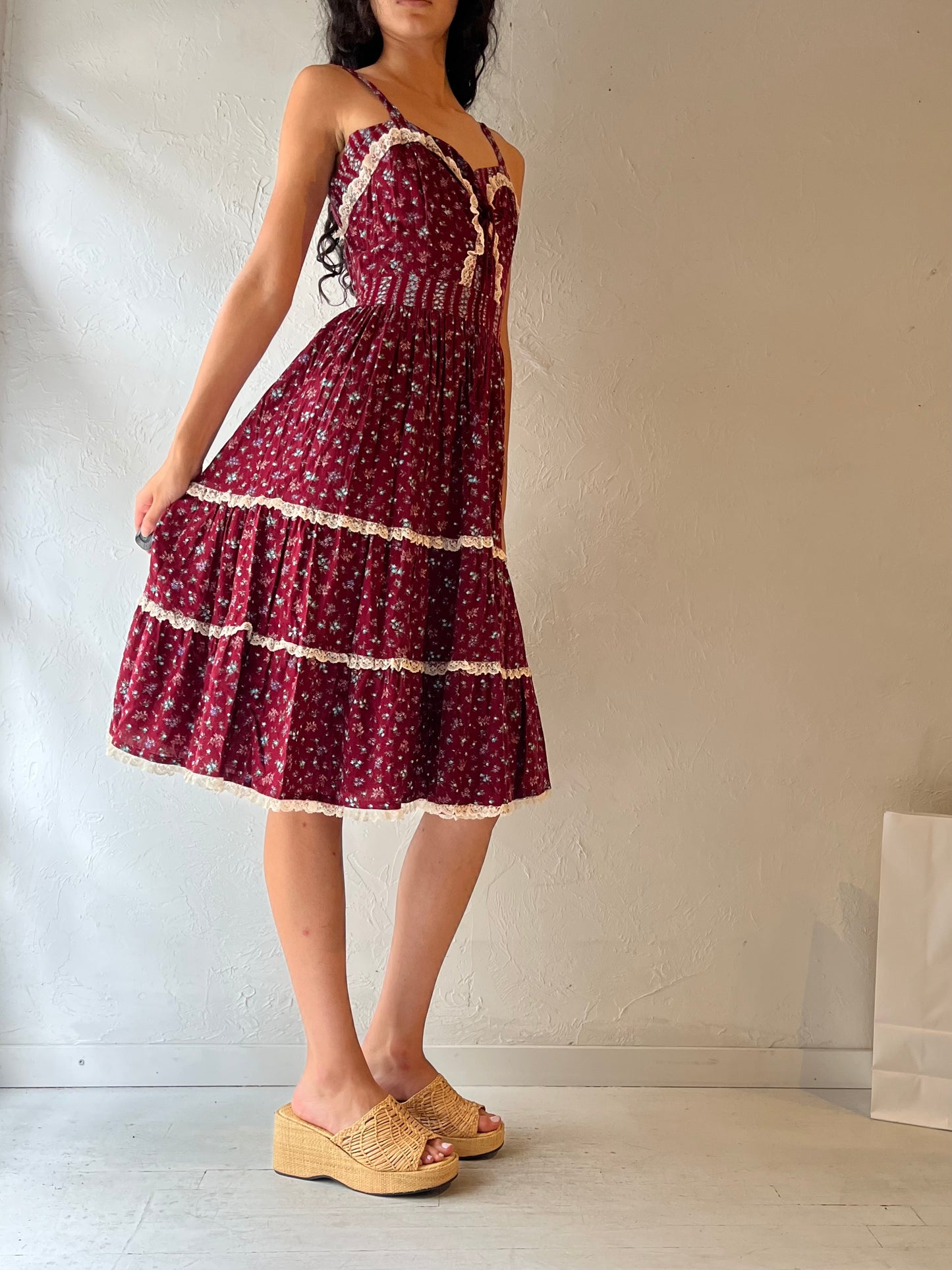 70s ‘The Attic’ Tiered Sleeveless Peasant Dress / Small