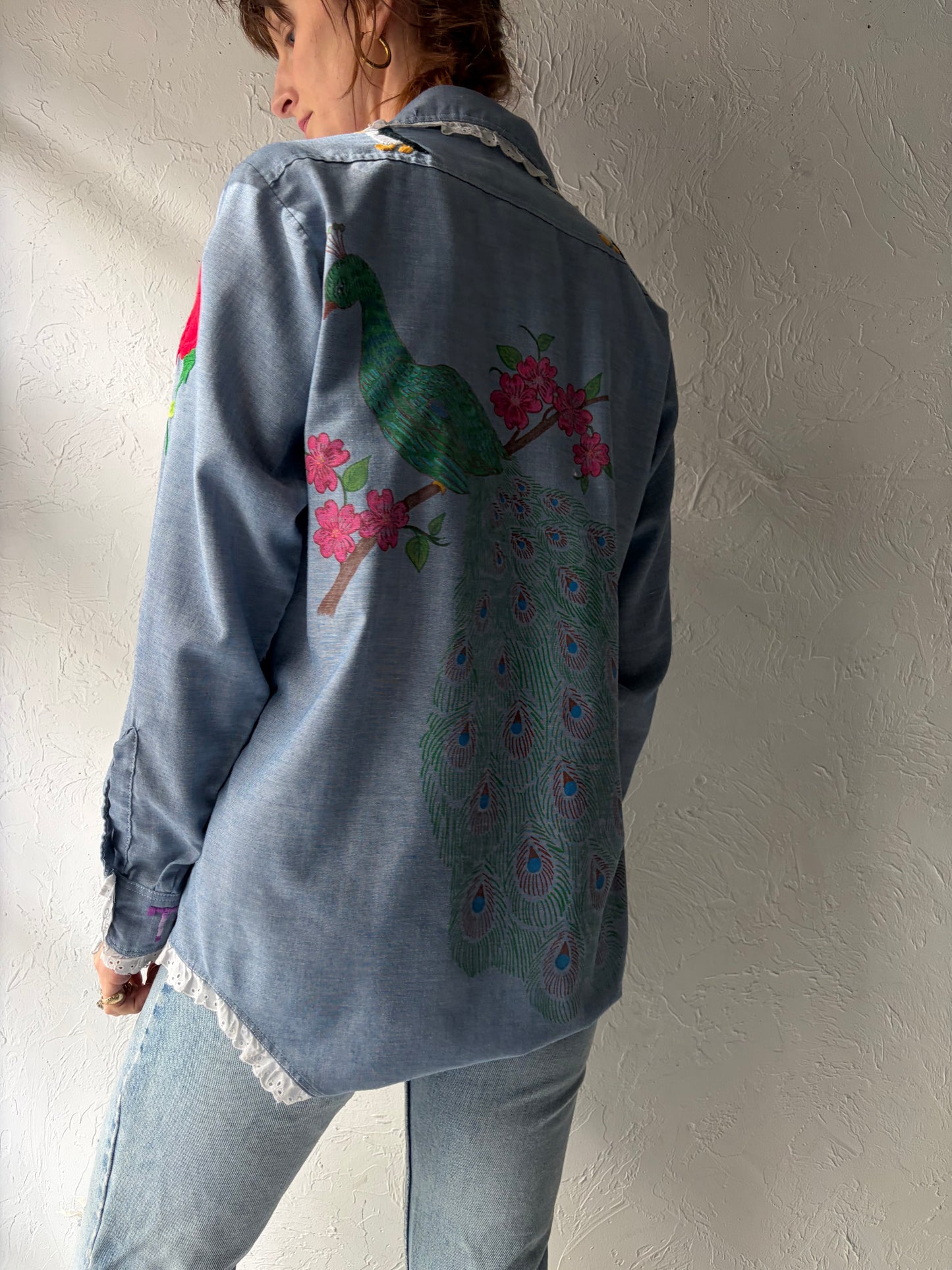 70s 'Big Mac' Embroidered Western Cowboy Shirt / Large