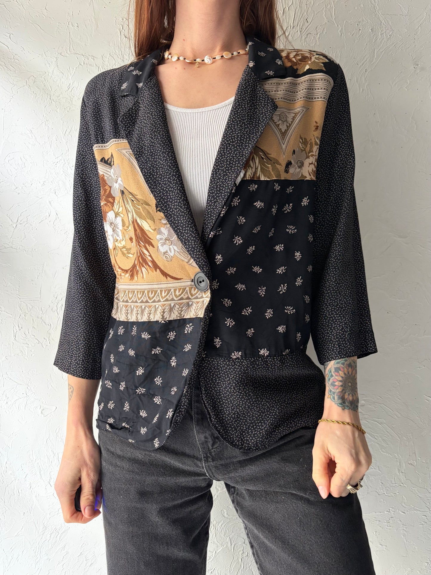90s 'Tres Paquette' Patchwork Jacket Top / Small