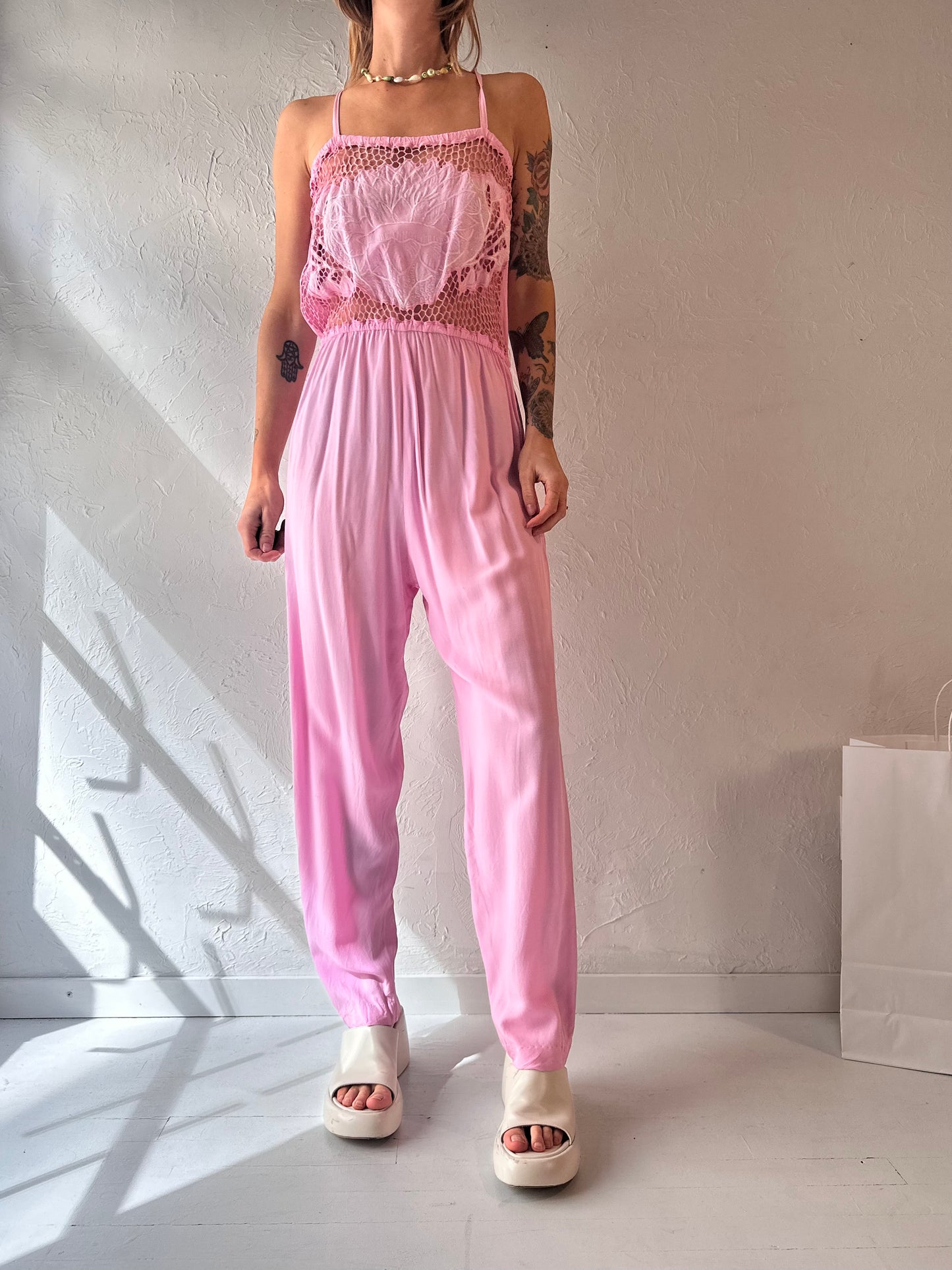 Vintage Pink Jumpsuit / Small