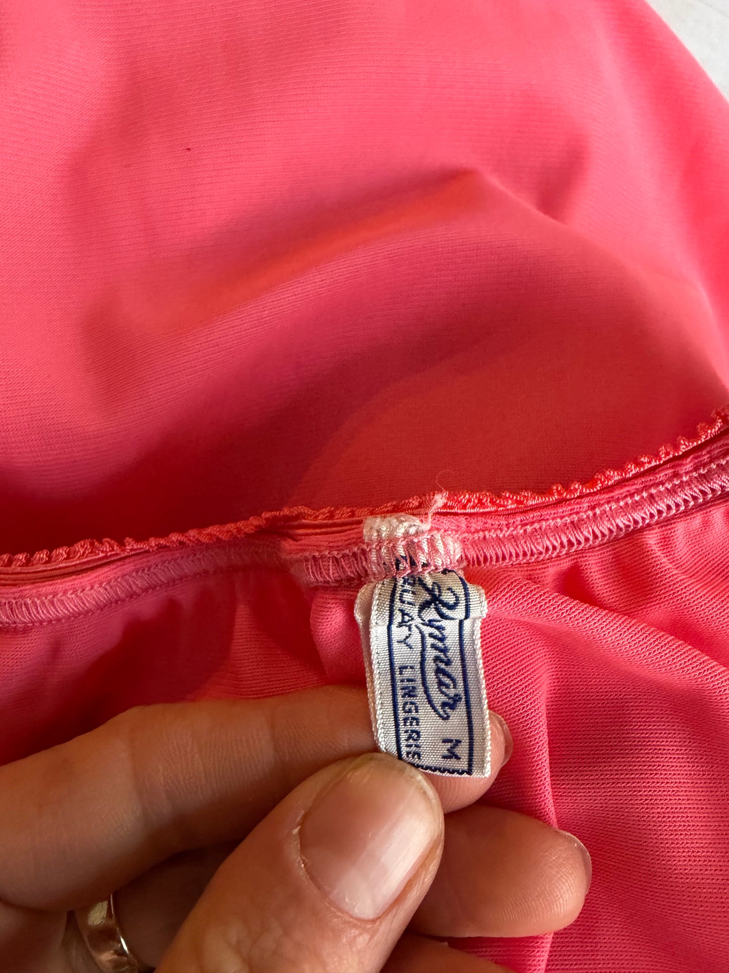 70s Pink Fringe Lingerie Flapper Slip Skirt / Small