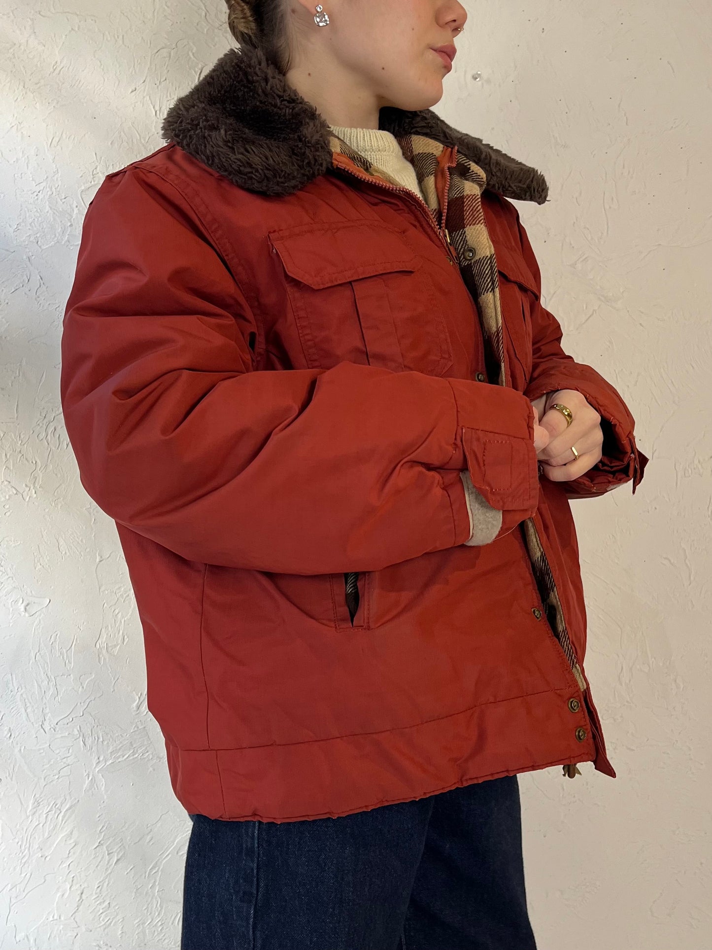 Vintage ‘Woolrich’ Orange Puffer Jacket / Large