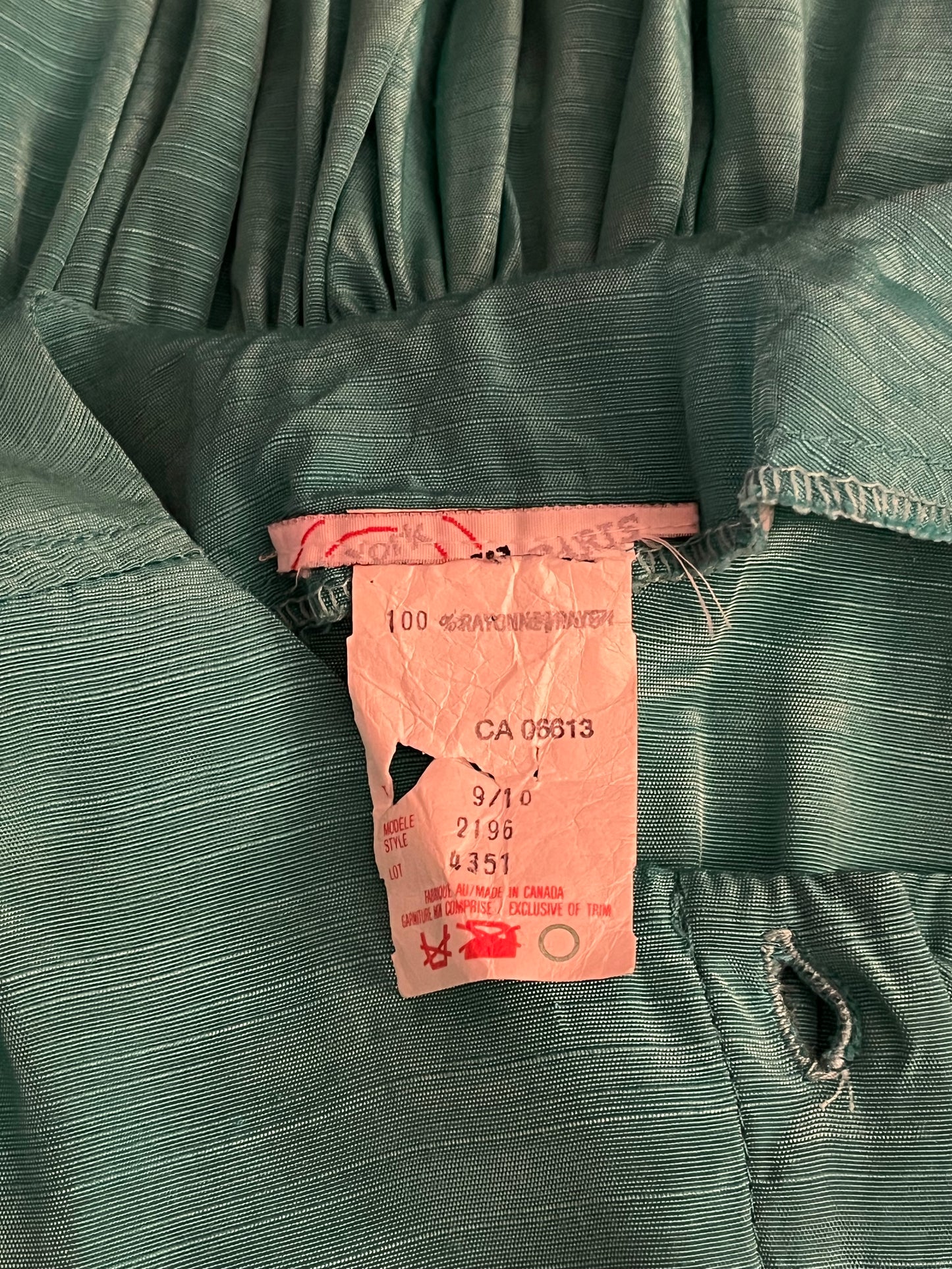 Vintage Green Long Sleeve Mod Rayon Dress / Medium