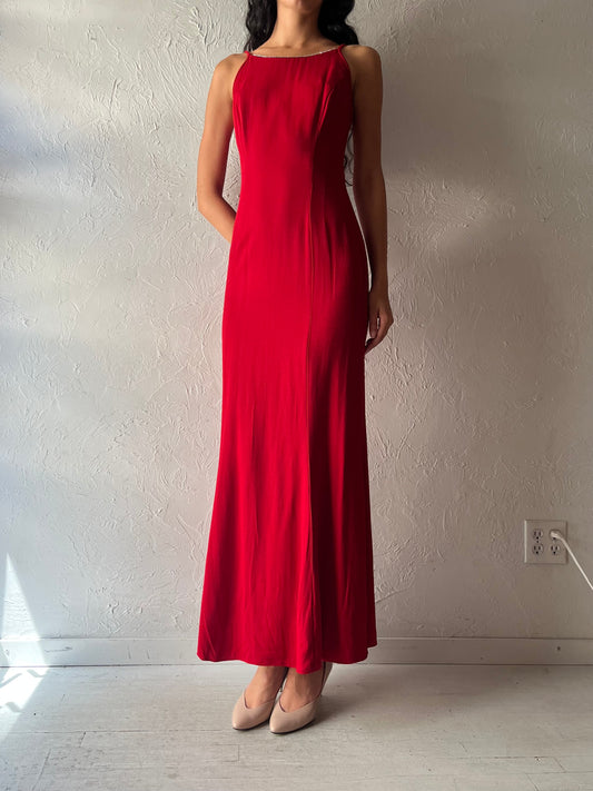 90s 'Jessica McClintock Gunne Sax' Red Formal Dress / Small