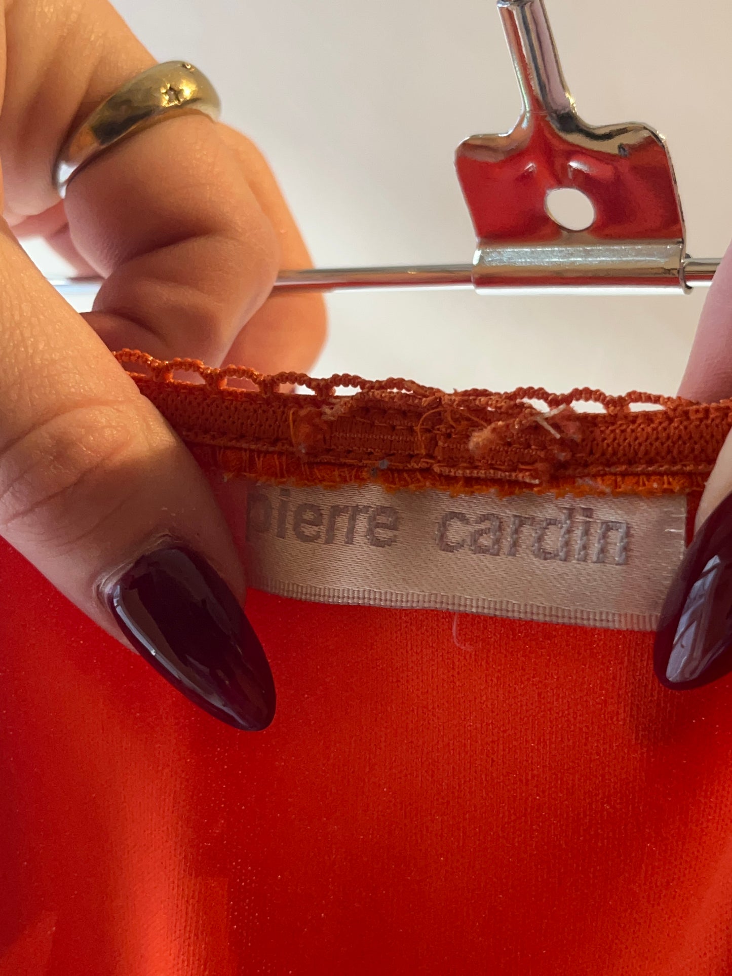 90s 'Pierre Cardin' Orange Floral Skirt / Medium