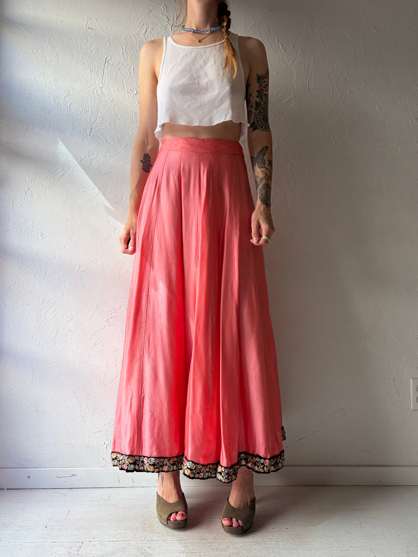 Vintage Pink Maxi Skirt / Small