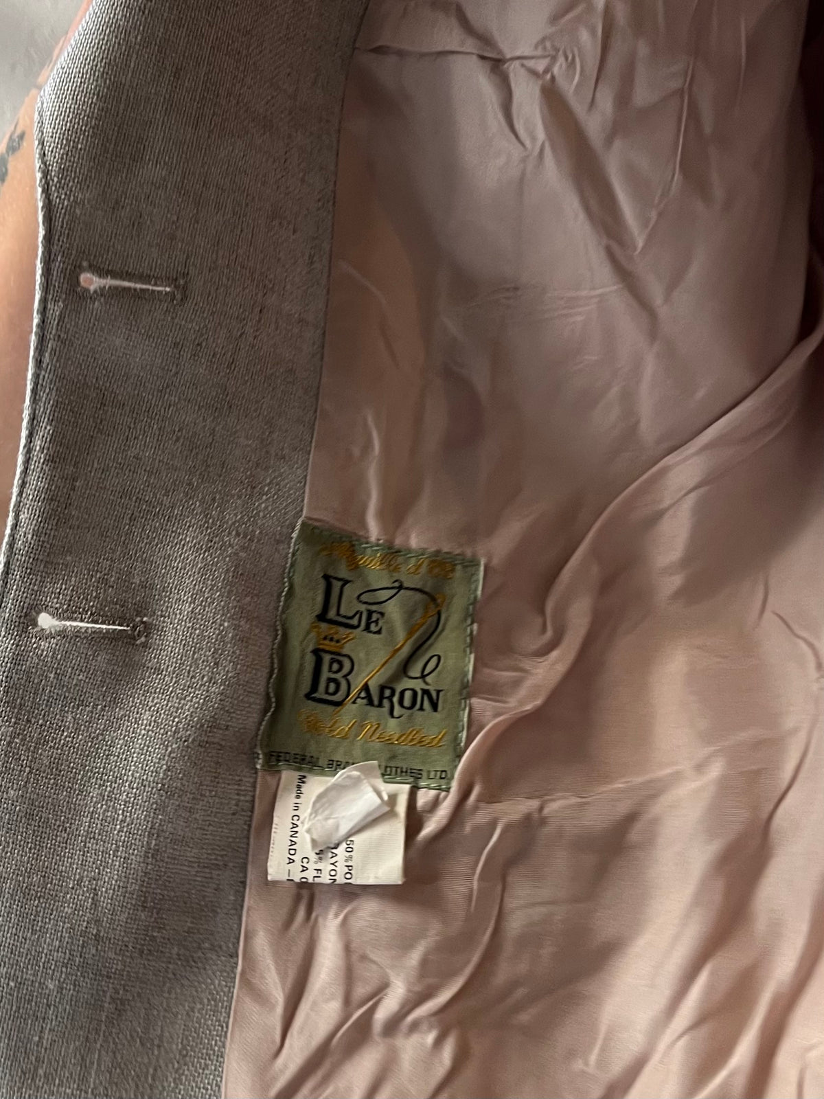 80s 'Le Baron' Grey Fitted Preppy Academia Blazer Jacket / Small