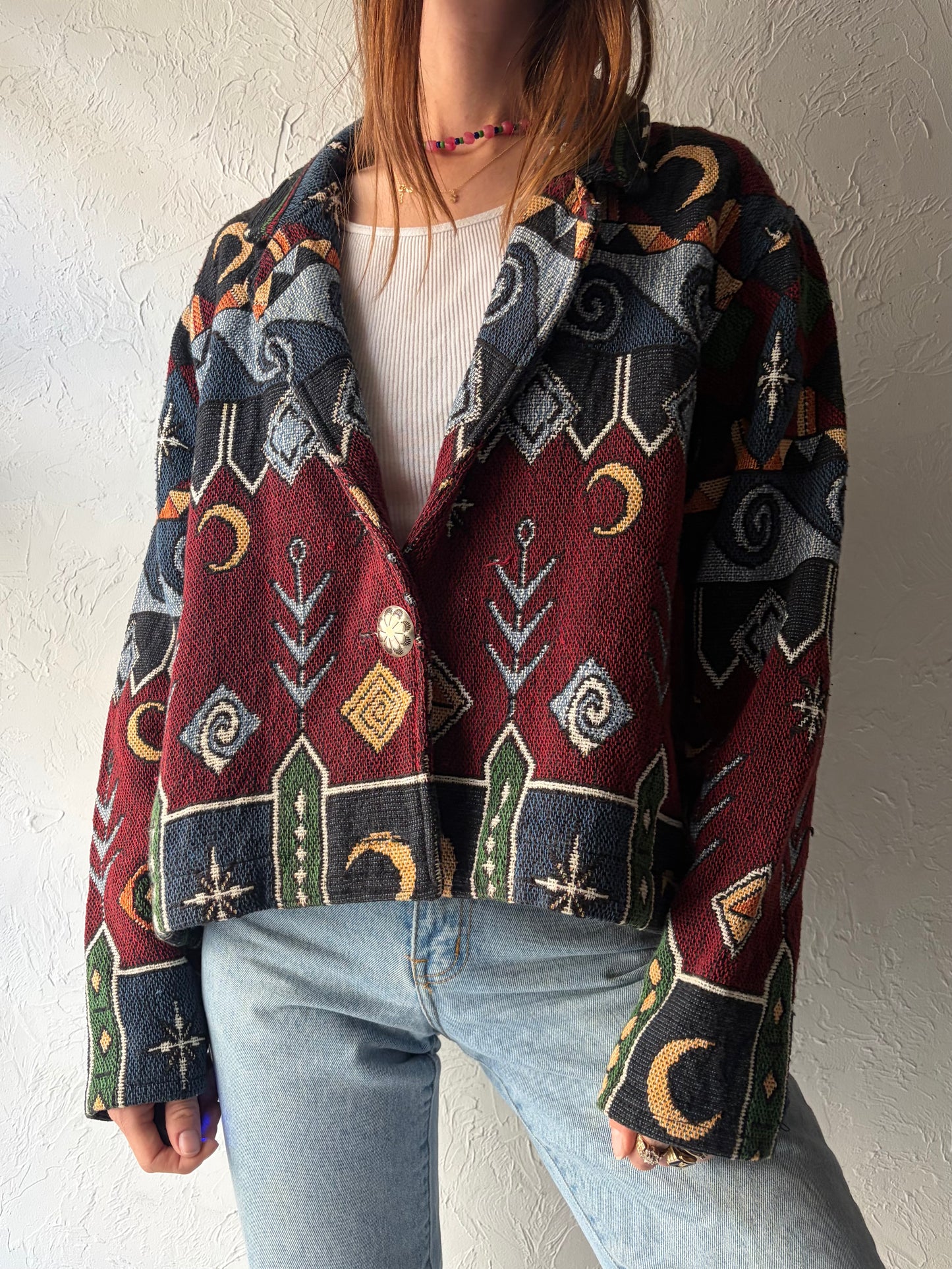 90s 'Painted Pony' Novelty Whimsigoth Tapestry Jacket / Small