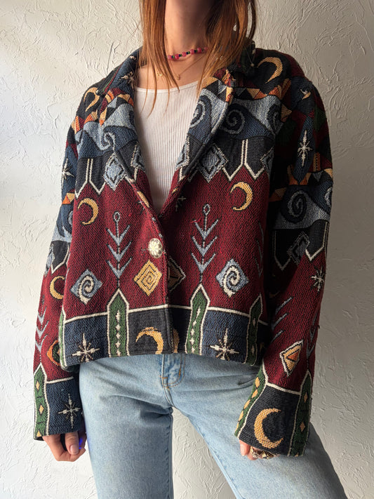 90s 'Painted Pony' Novelty Whimsigoth Tapestry Jacket / Small