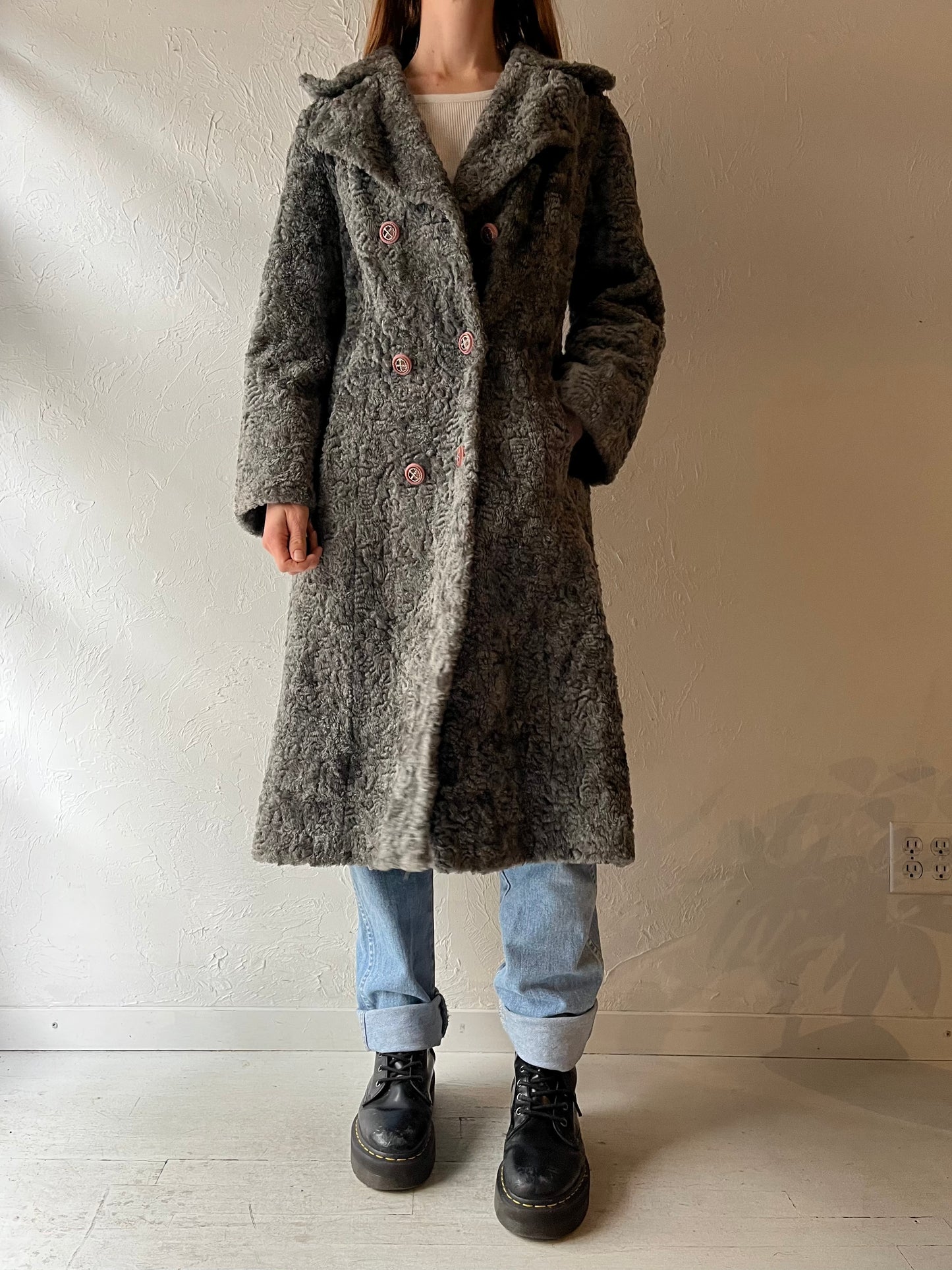 70s 'Sterling Stall' Faux Fur Coat / Union Made / Small