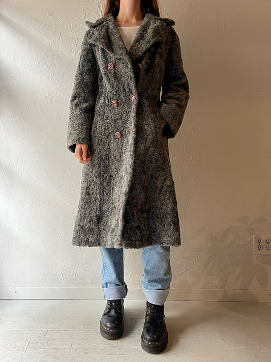 70s 'Sterling Stall' Faux Fur Coat / Union Made / Small