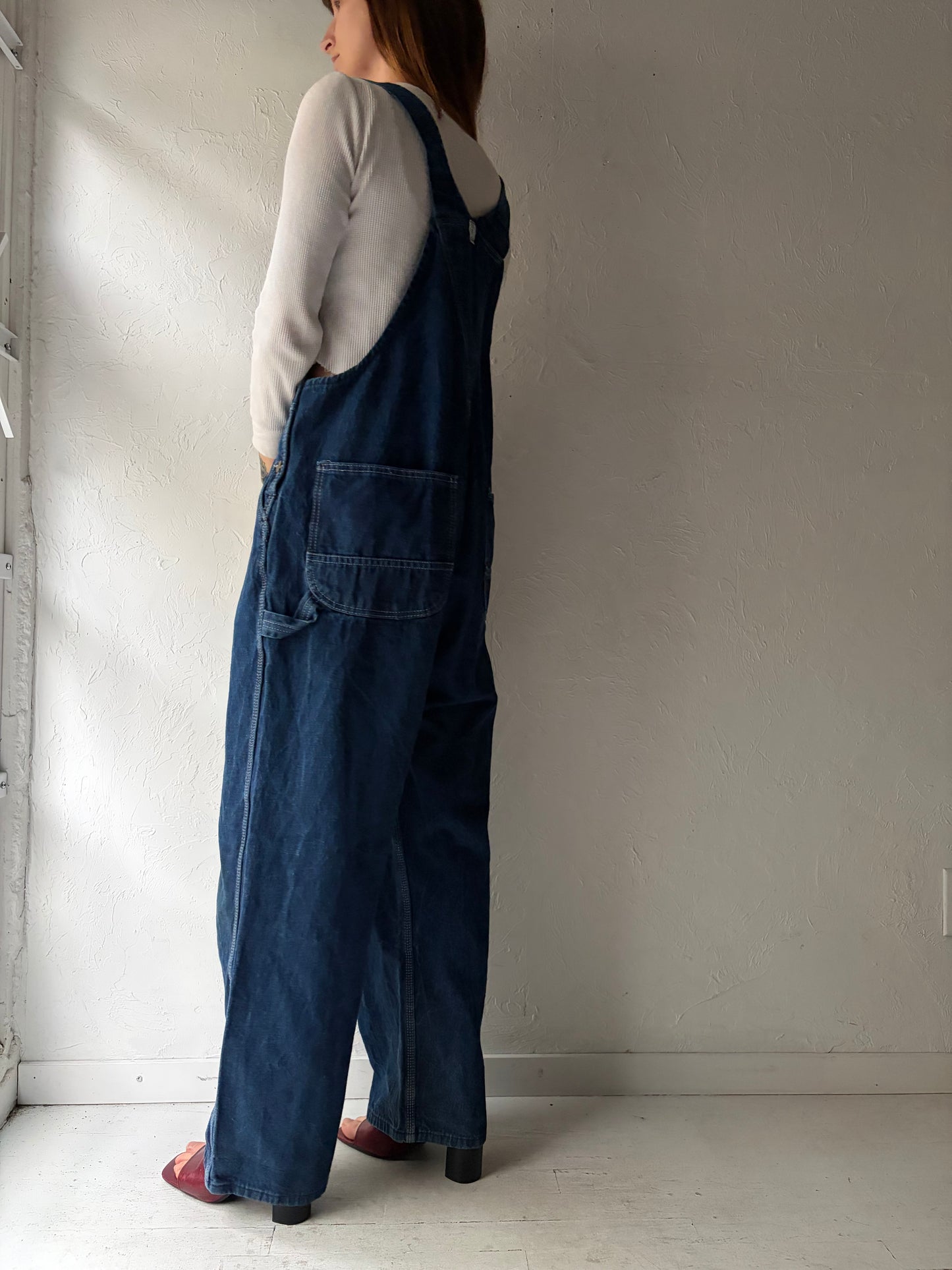 Vintage 'Key' Dark Wash Denim Work Wear Overalls / XL