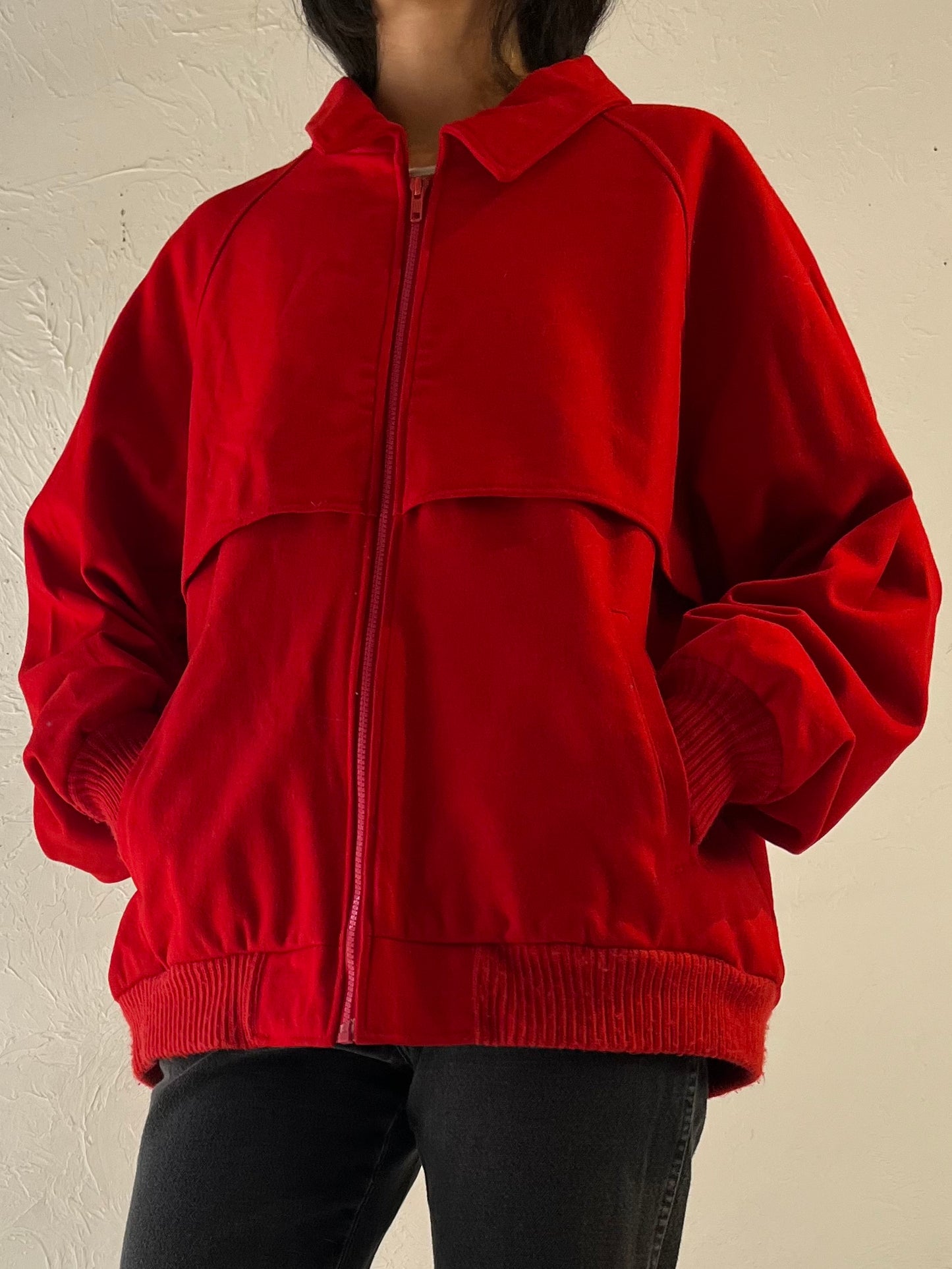 80s ‘Pendleton’ Red Wool Bomber Jacket / XL