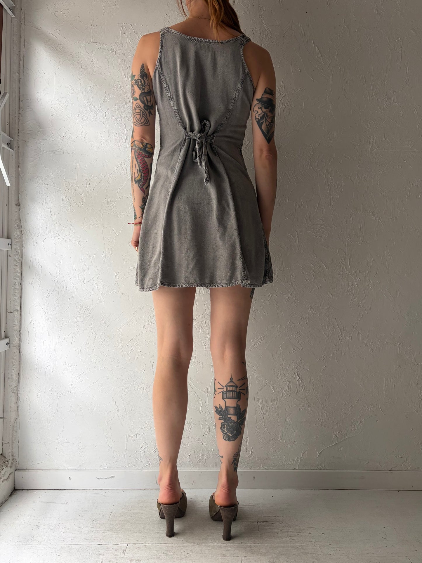90s 'Ultimatum' Gray Fairycore Mini Dress / Small