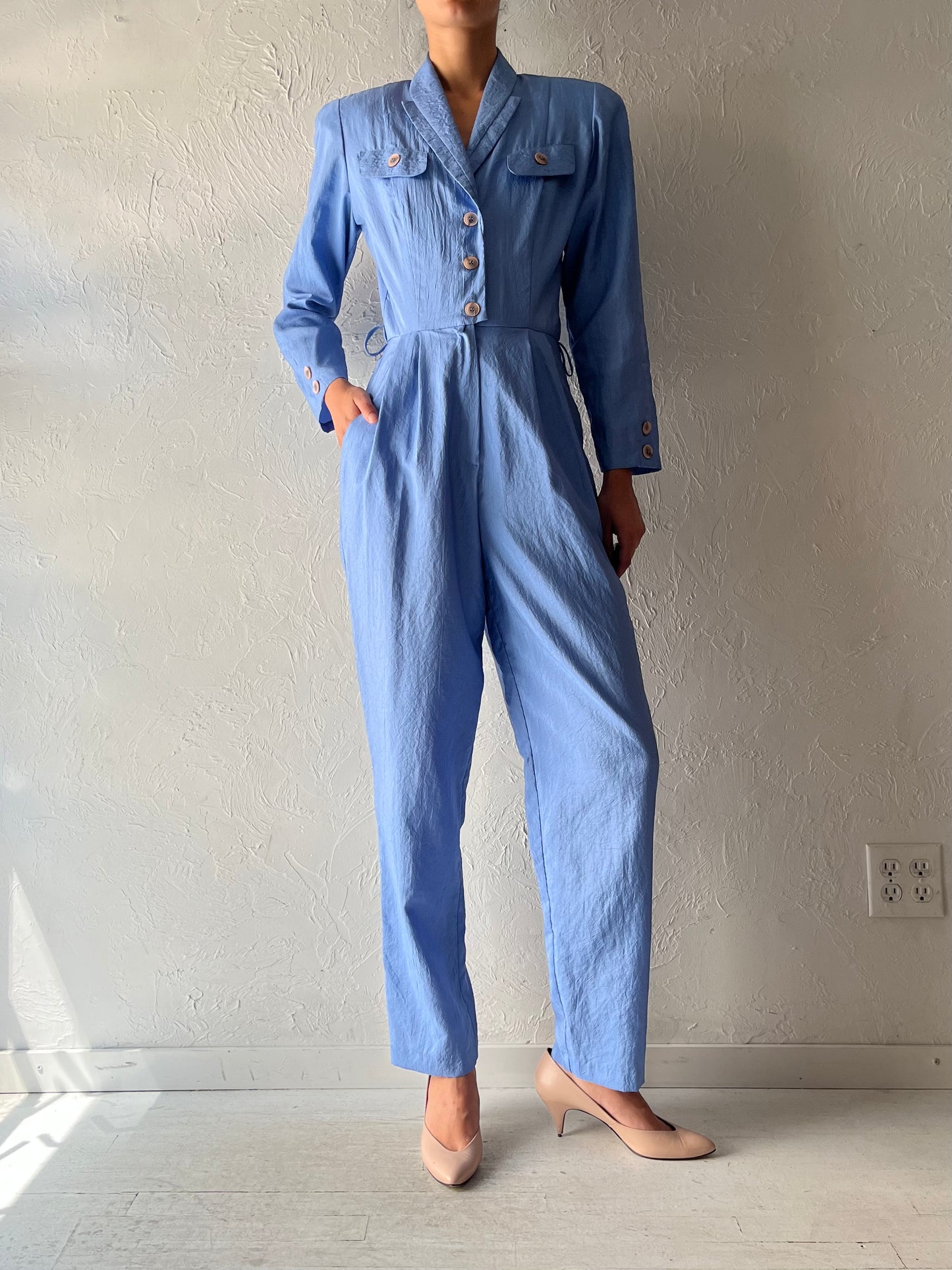80s 'LoriAnn' Blue Jumpsuit / Small