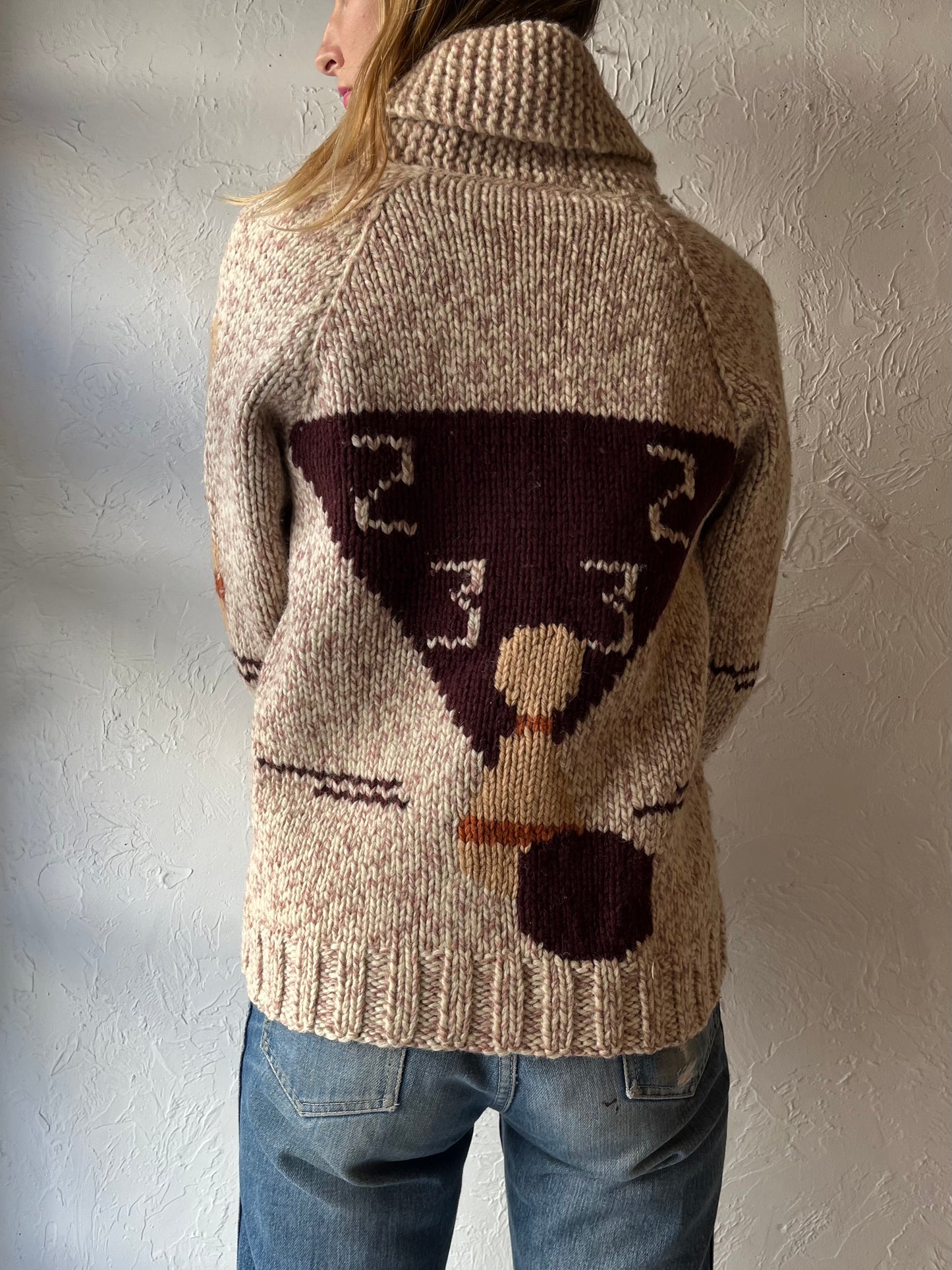 Vintage Hand Knit Wool Bowling Sweater / Small