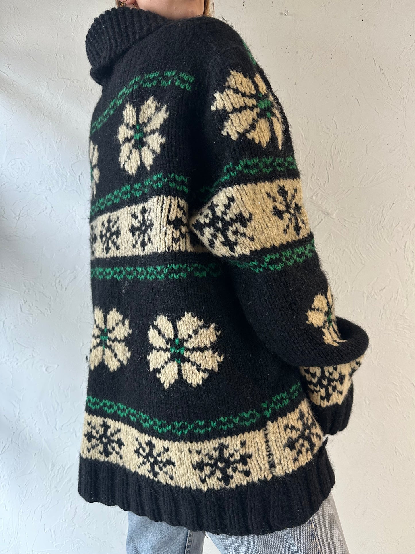 Vintage Hand Knit Chunky Wool Sweater / Large