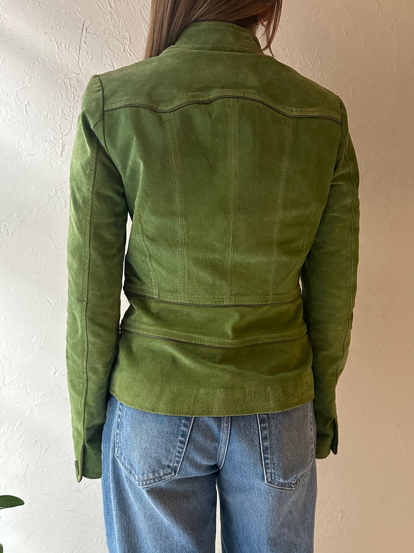 Y2K ‘Le Chateau’ Green Suede Leather jacket / XS