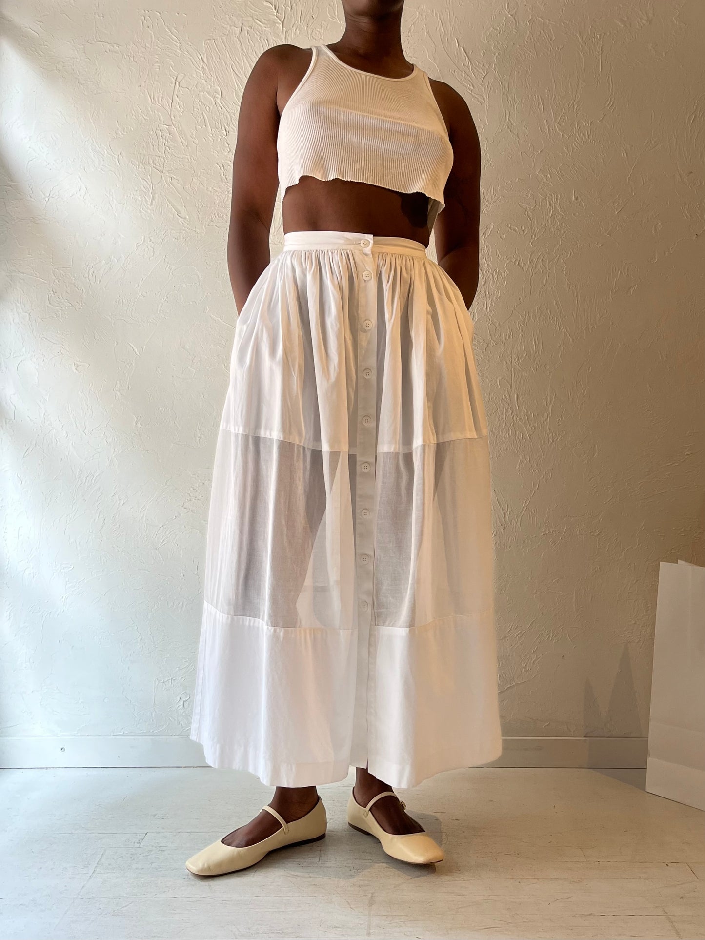 90s 'Jax' White Cotton Skirt / Small