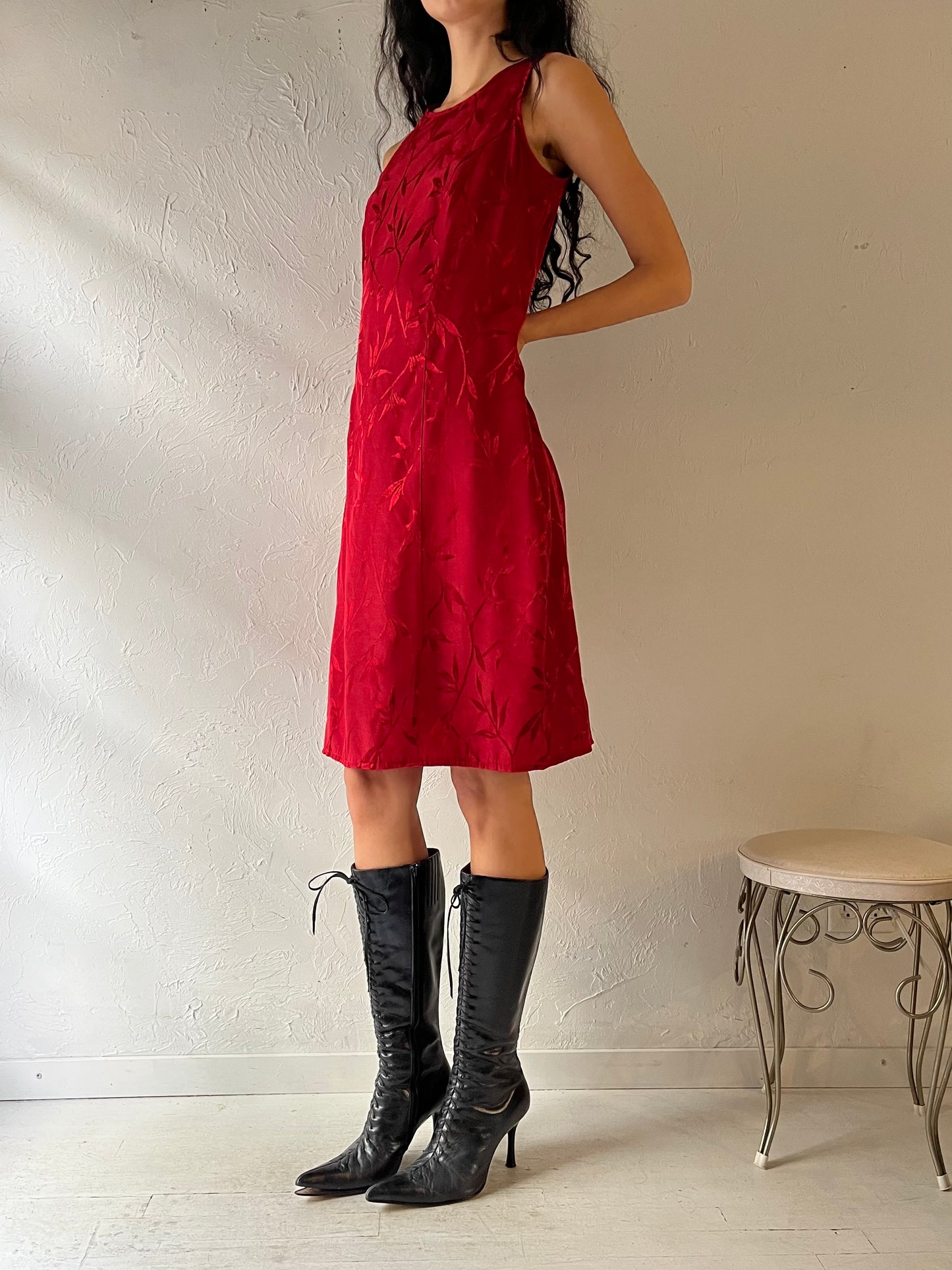 90s 'DBY' Red Midi Dress / Medium