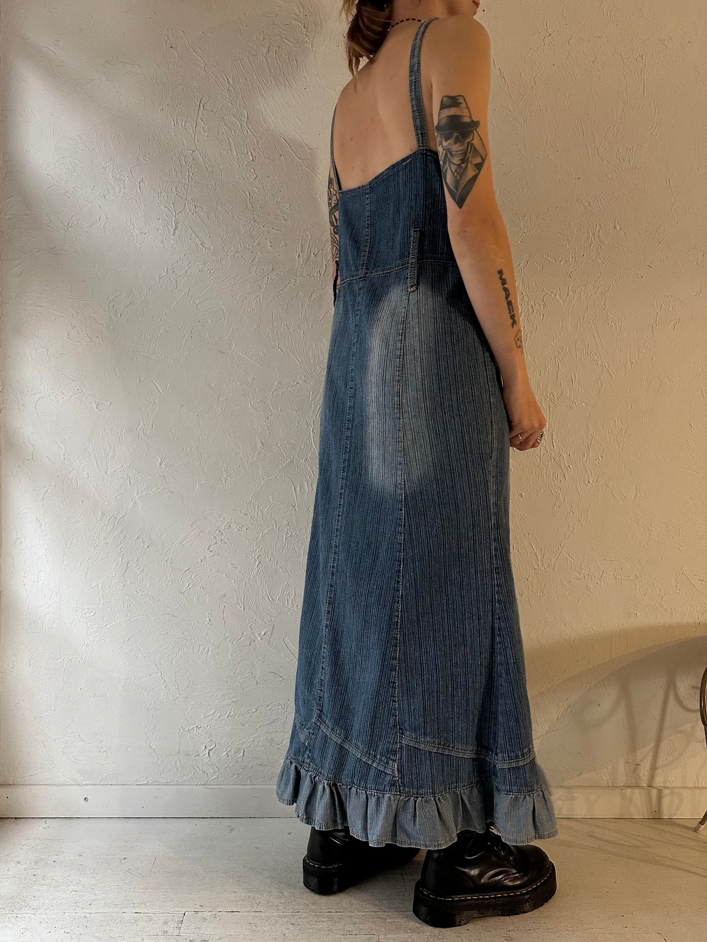 Y2k Denim Maxi Dress / Medium