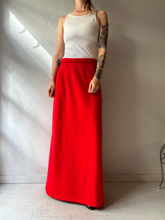 Vintage Red Maxi Skirt / Medium