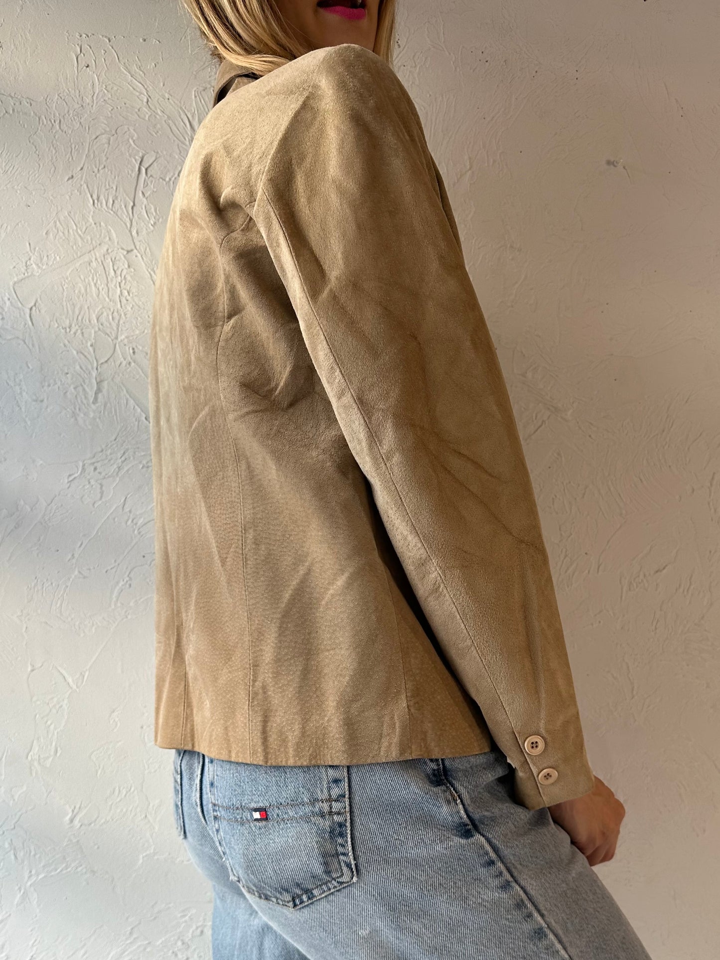 90s 'Liz Claiborne' Tan Suede Leather Jacket / Small