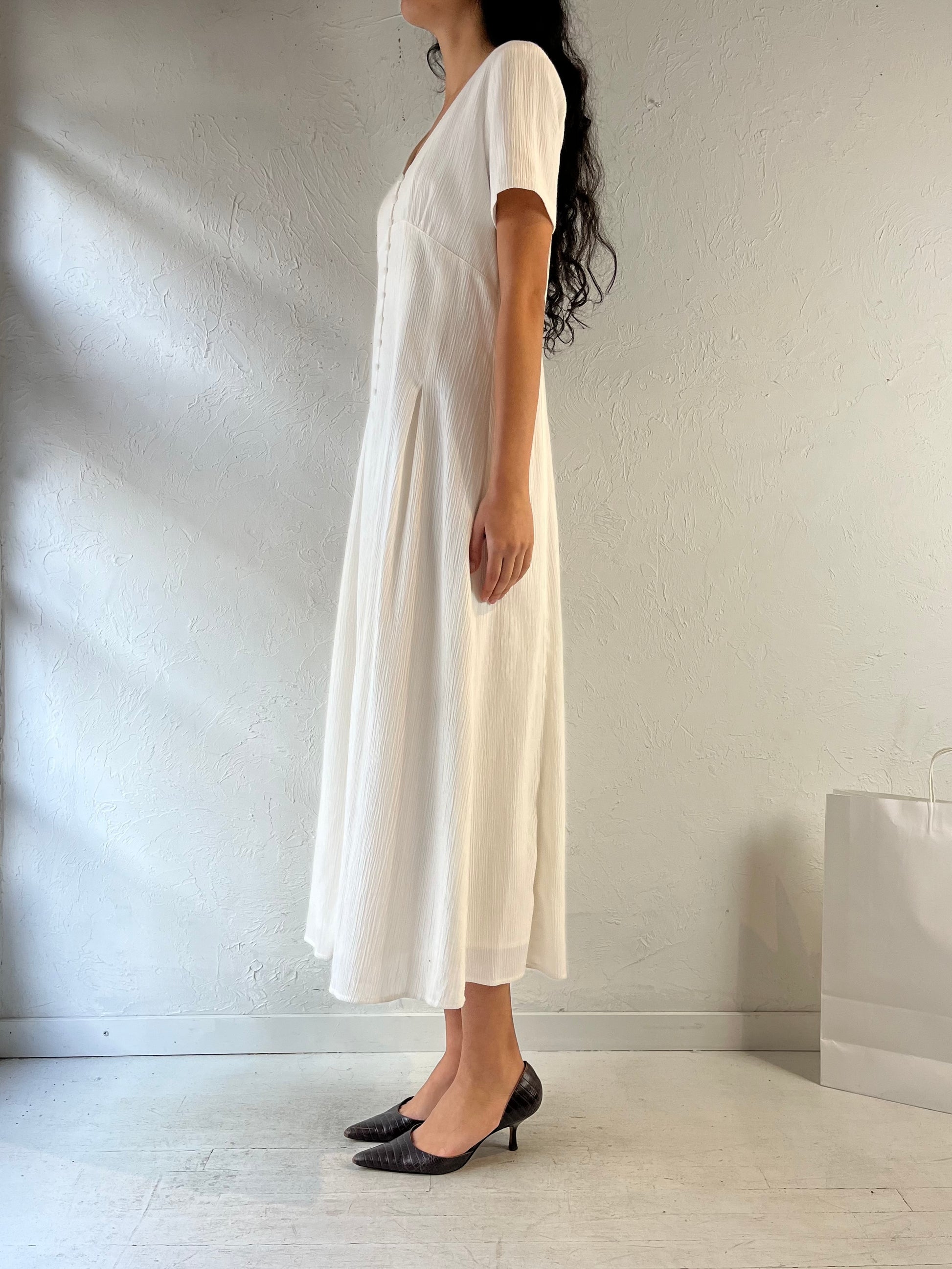 Vintage Y2K 'Together' White Midi Dress / Large