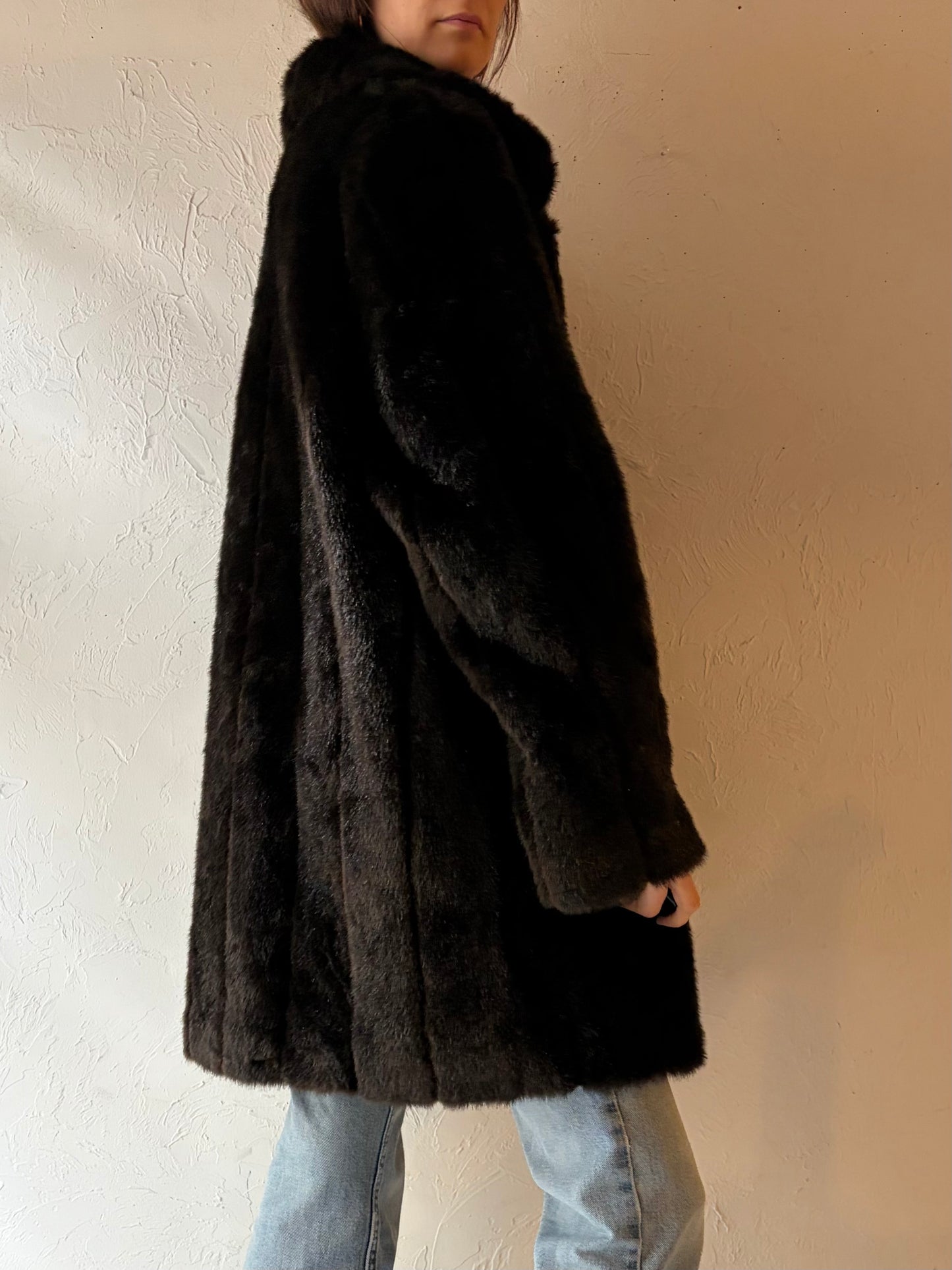 Y2k 'Fennilli' Brown Faux Fur Coat / XL