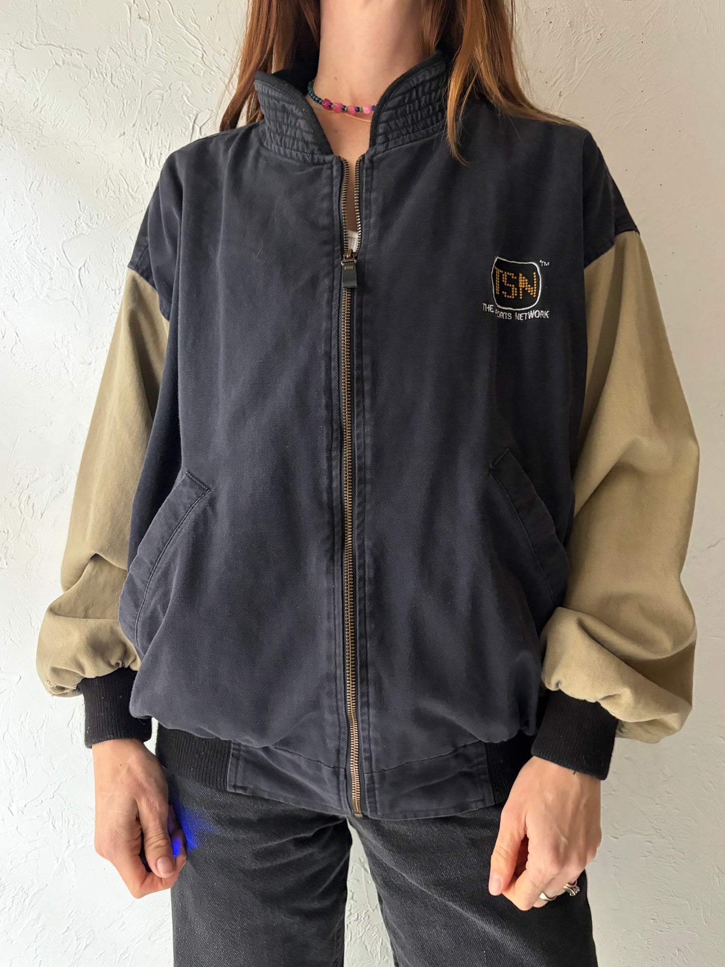 80s 'TSN Sports Network' Two Toned Staff Bomber Jacket / Medium